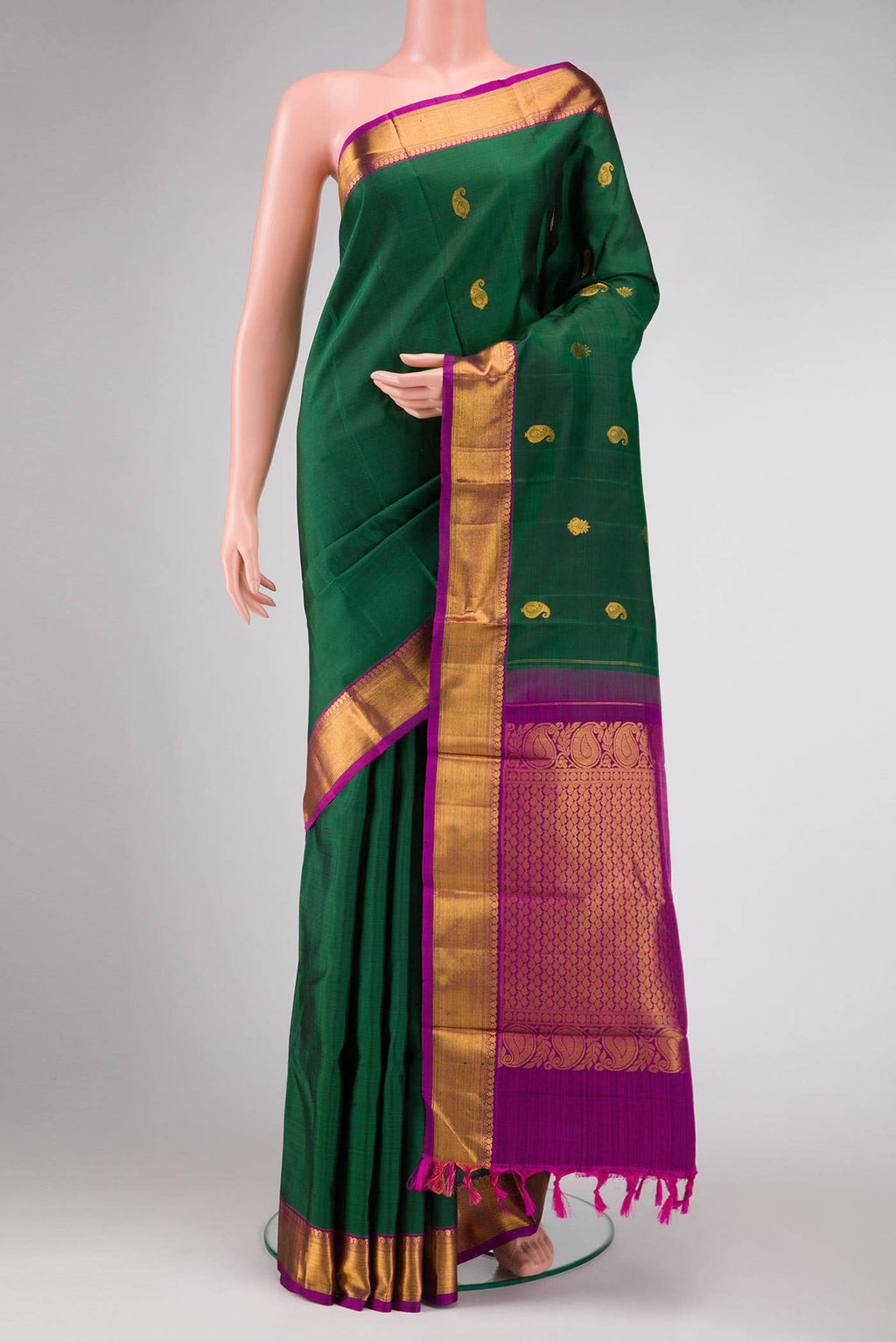 Green Dual Tone Kanchipuram Silk Saree