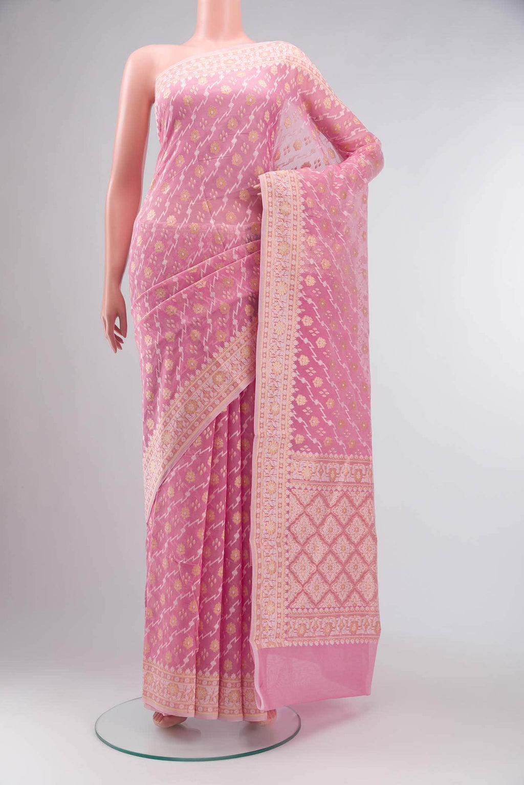 Pink Banarasi Silk Cotton Saree
