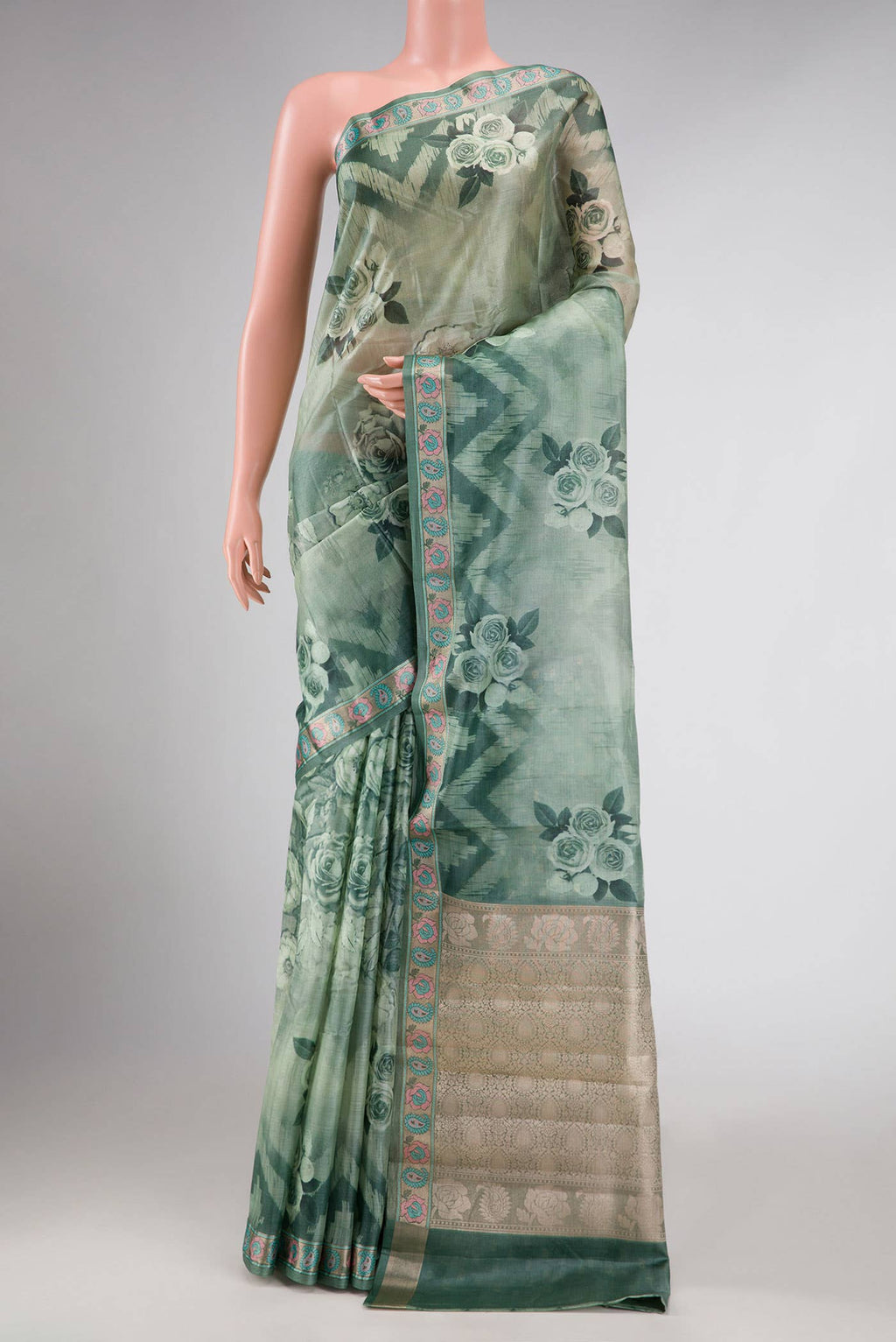Green Dual Tone Tussar Silk Saree