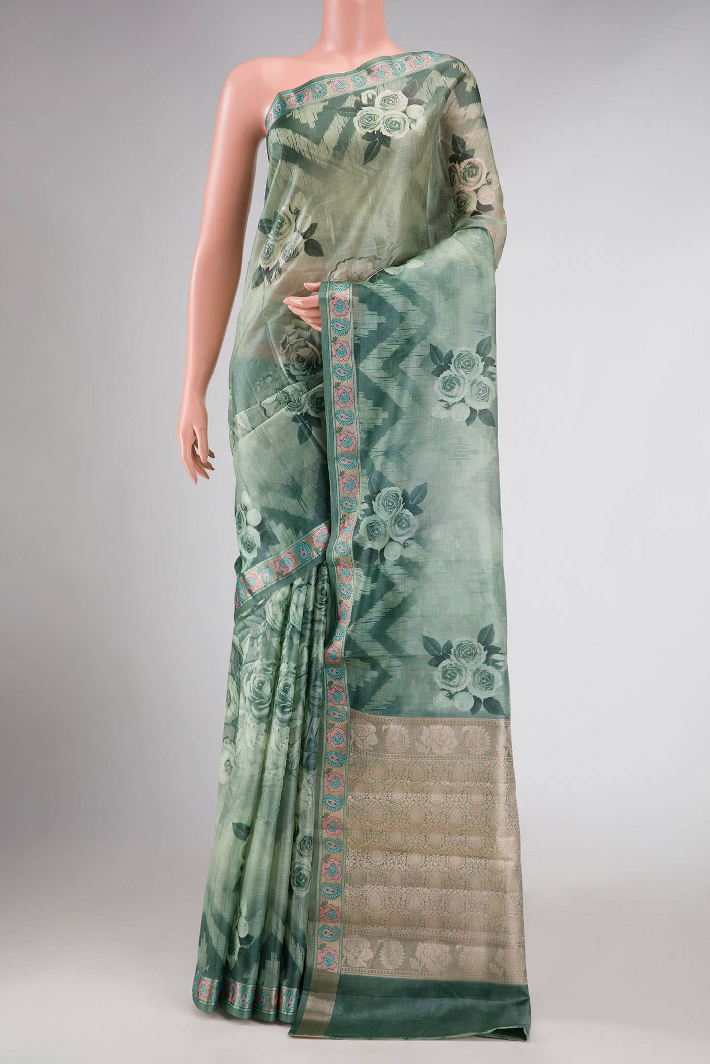 Green Dual Tone Tussar Silk Saree