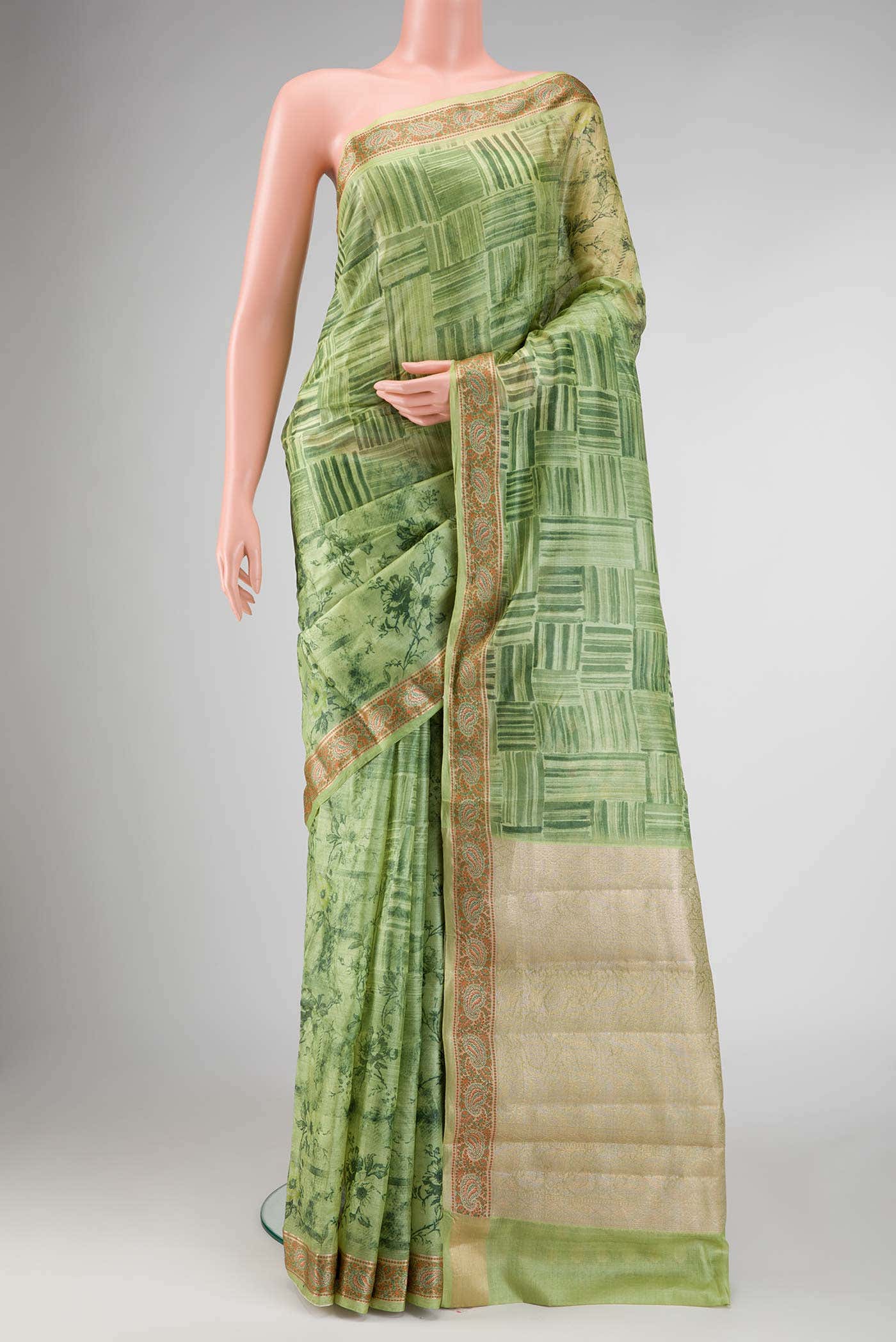 Green Dual Tone Tussar Silk Saree