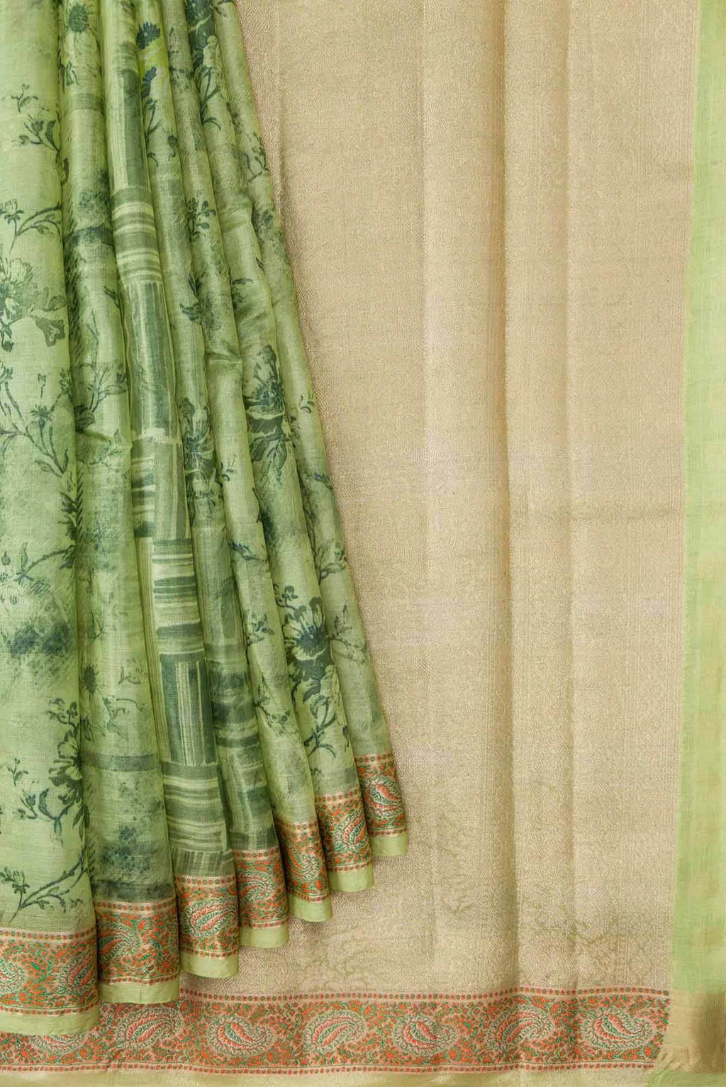 Green Dual Tone Tussar Silk Saree