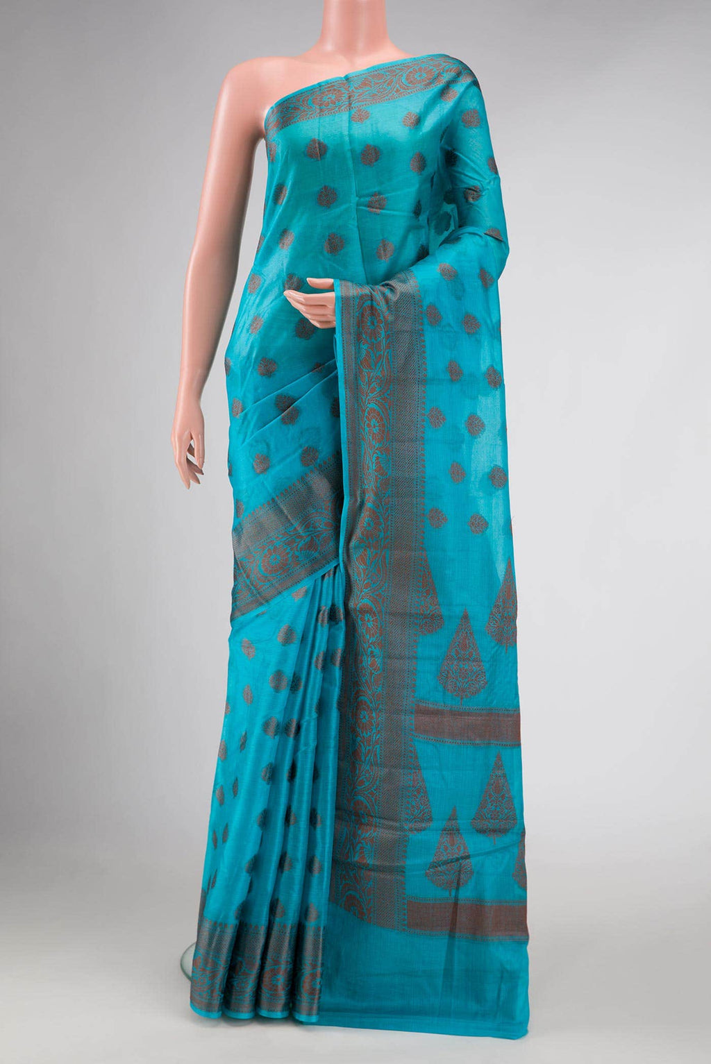 Light Blue Dual Tone Tussar Silk Saree