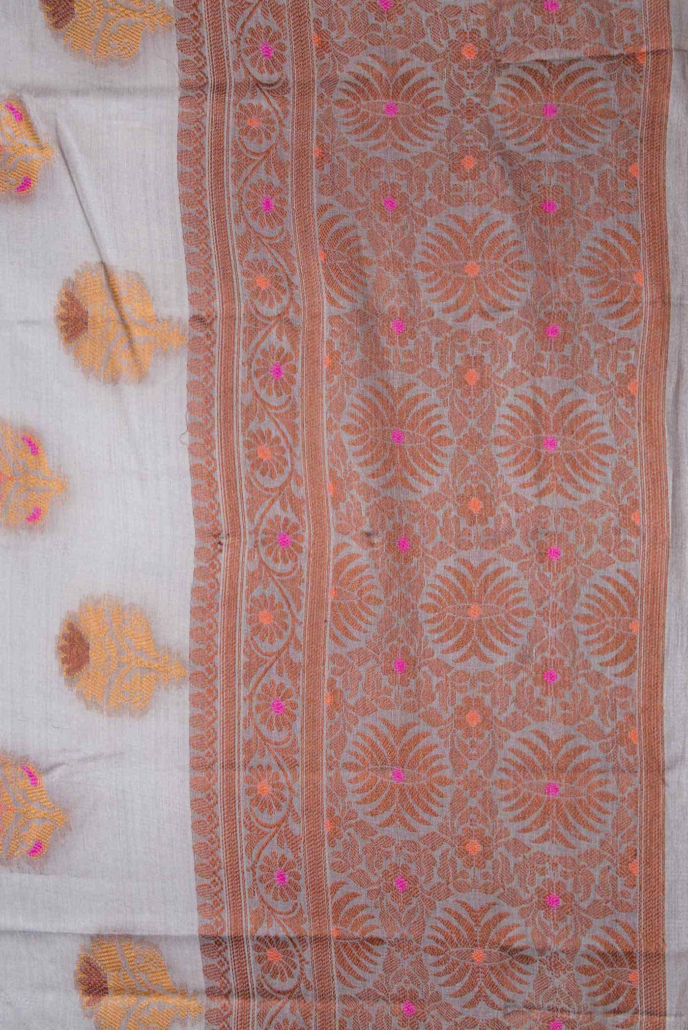 Grey Blended Tussar Silk Saree