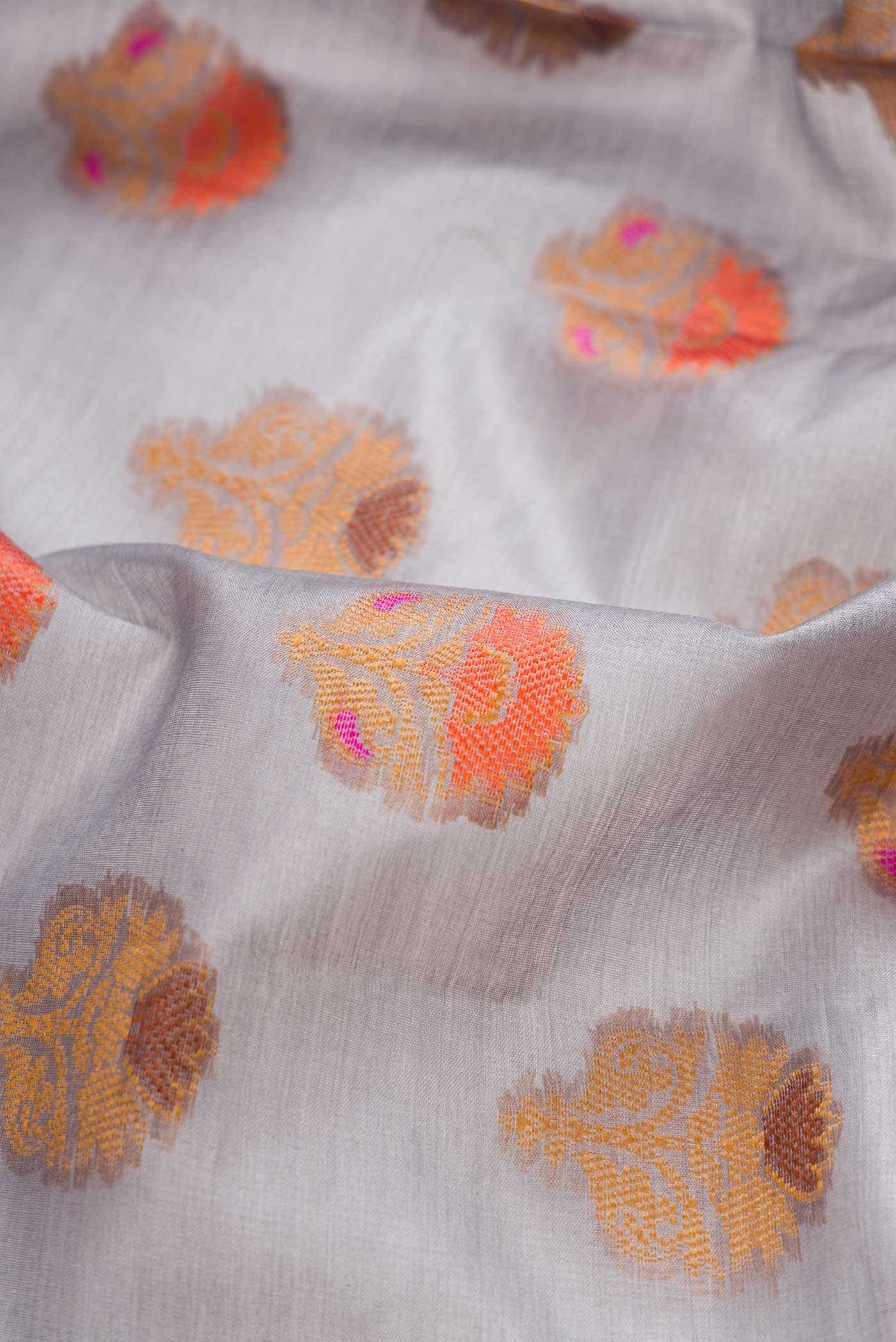Grey Blended Tussar Silk Saree