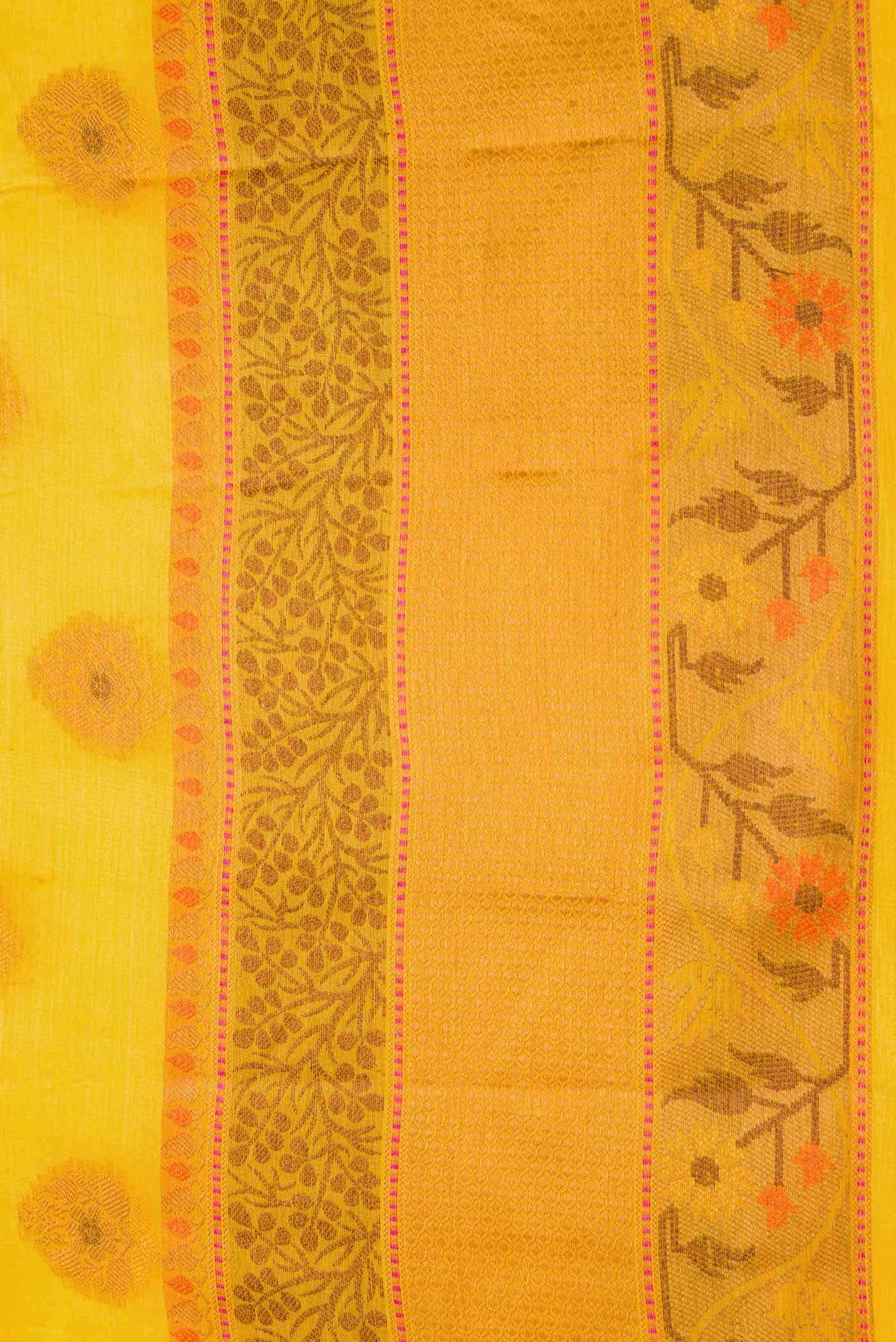 Yellow Blended Tussar Silk Saree