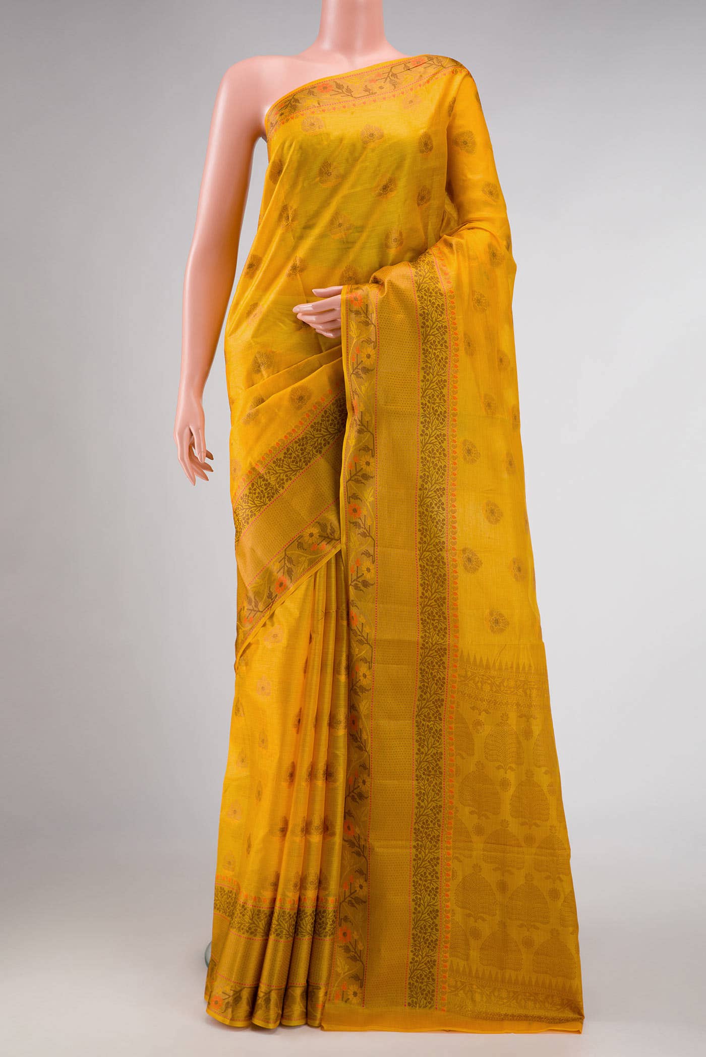 Yellow Blended Tussar Silk Saree