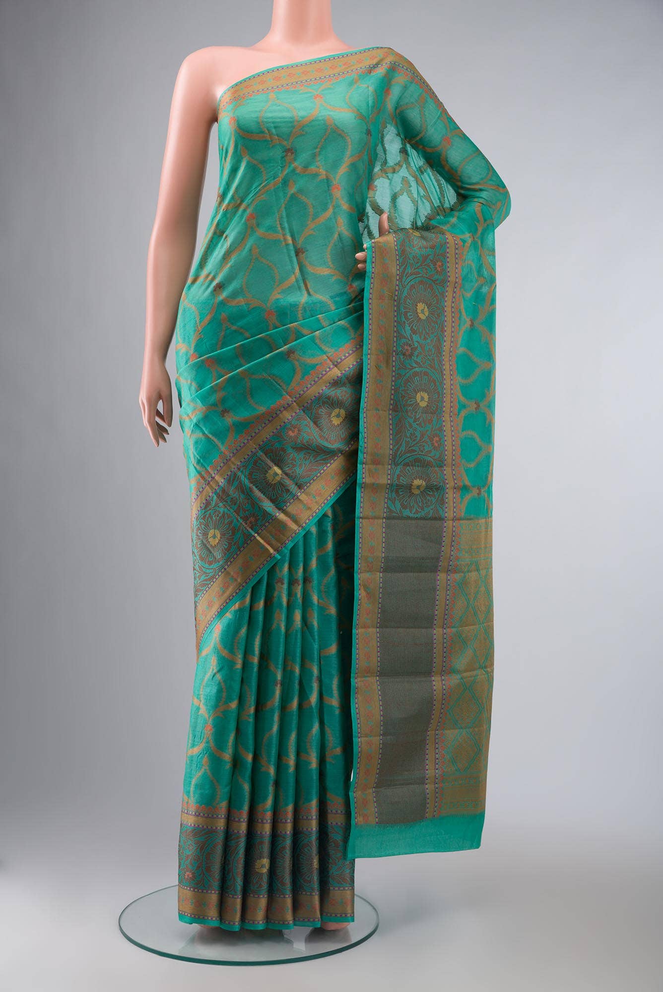Green Banarasi Tussar Silk Saree