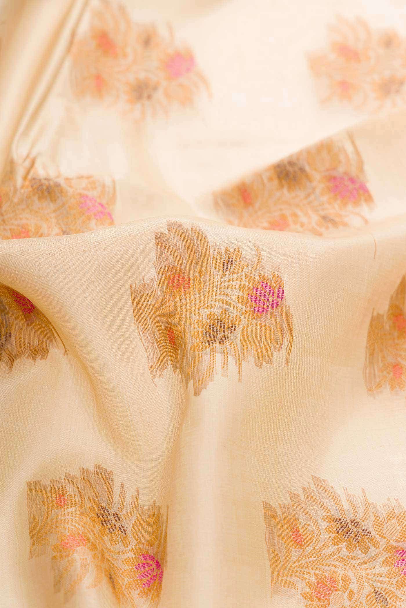Beige Blended Tussar Silk Saree