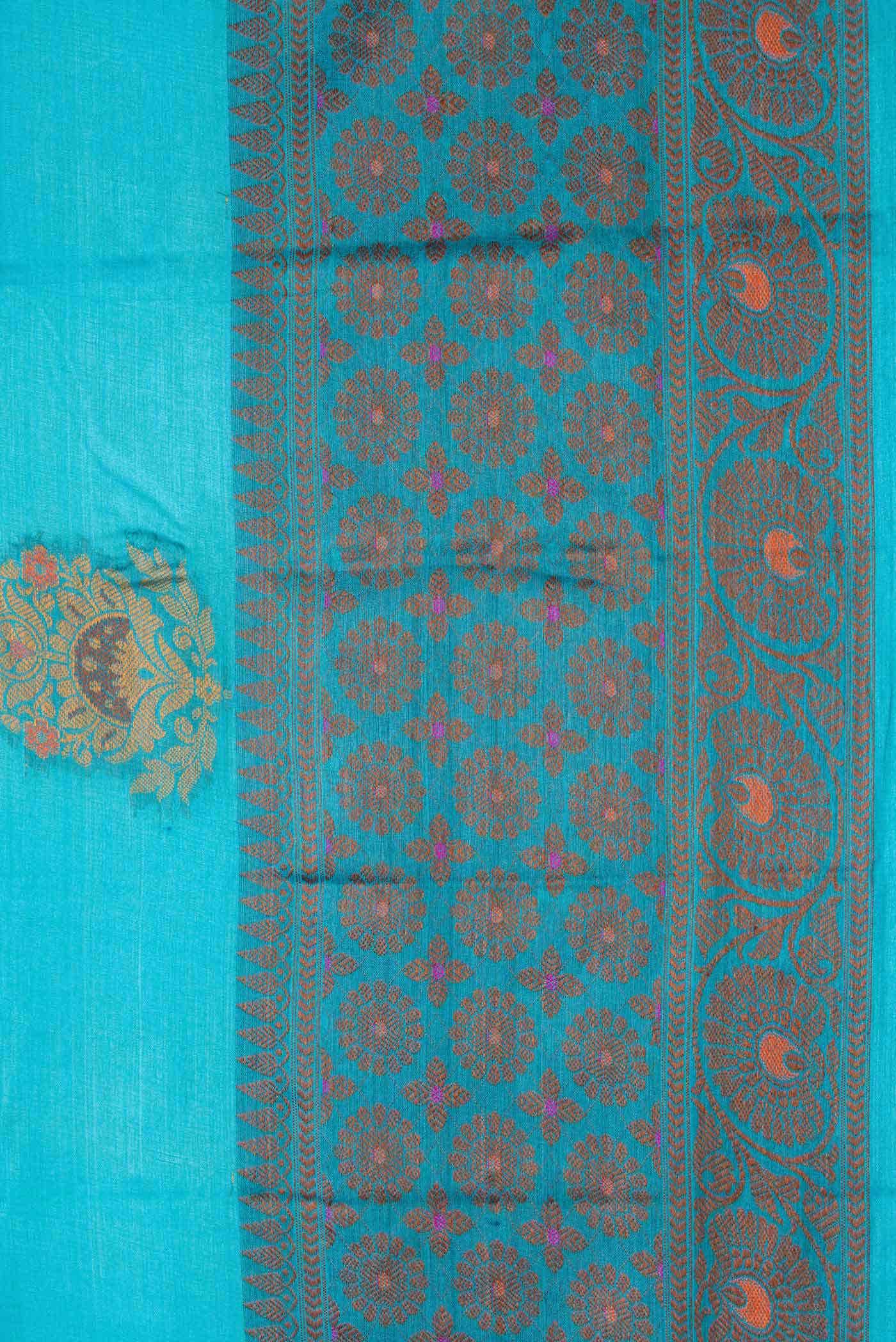Sky Blue Tussar Silk Saree