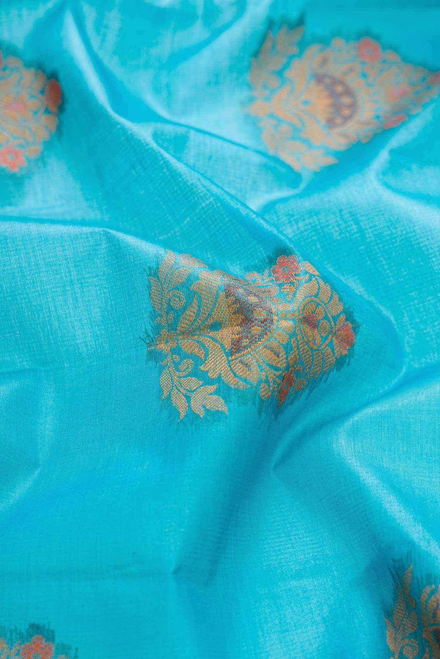 Sky Blue Tussar Silk Saree