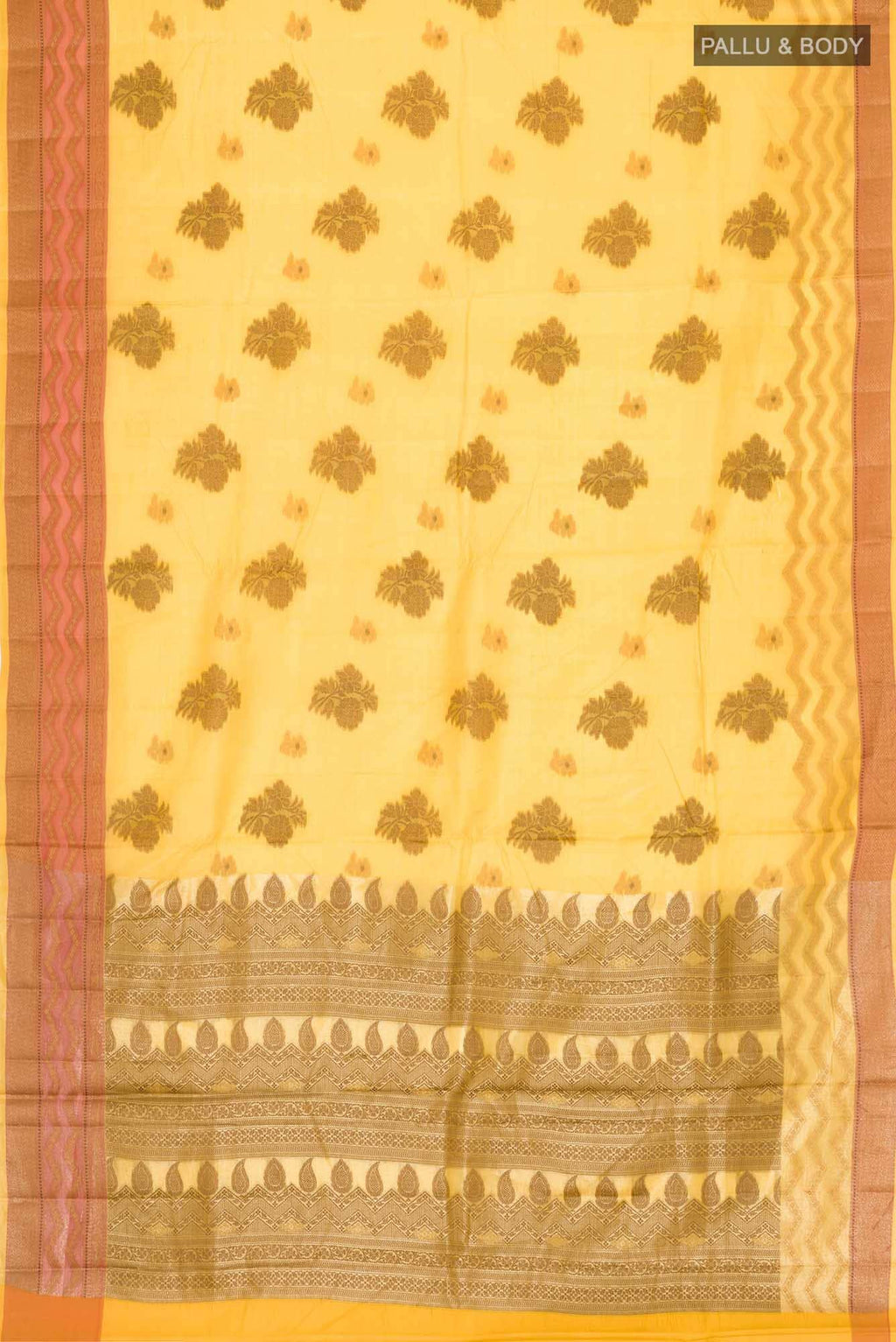 Yellow Banarasi Tussar Silk Saree