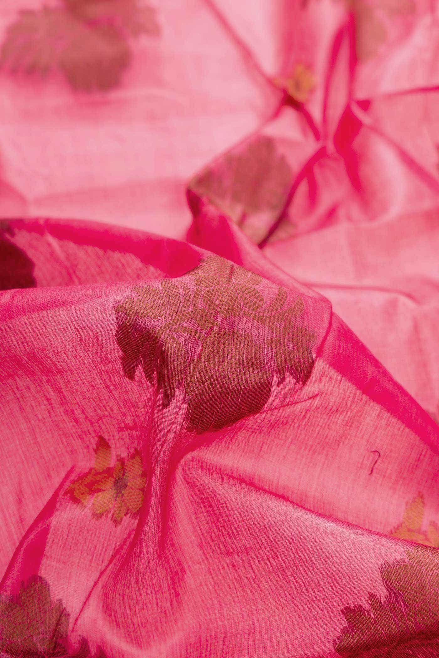 Pink Dual Tone Tussar Silk Saree