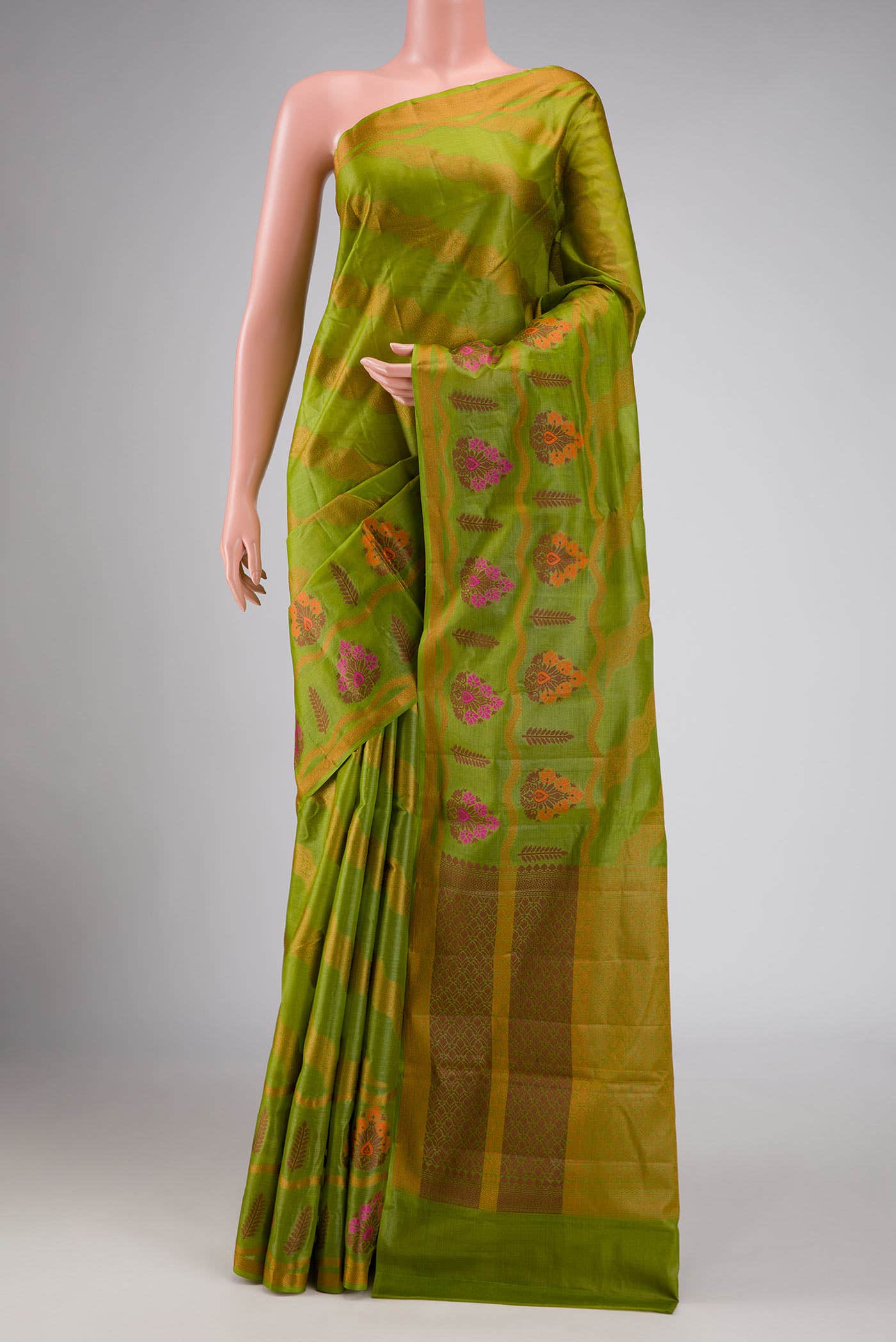 Green Dual Tone Tussar Silk Saree