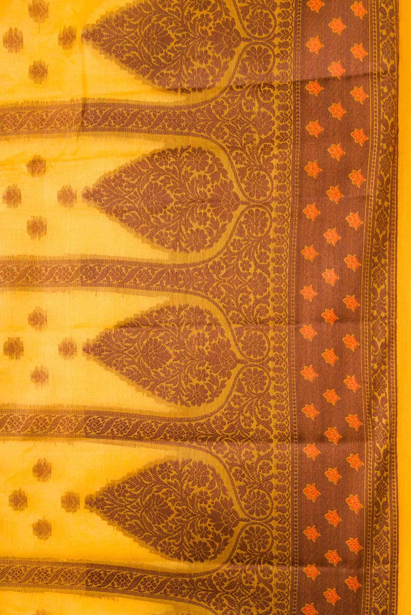 Mustard Tussar Silk Saree
