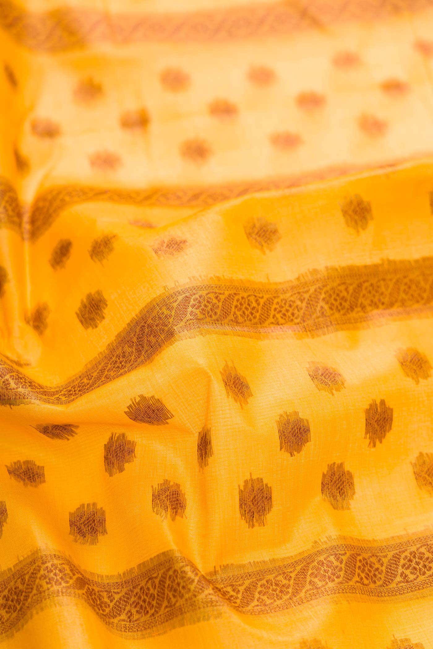 Mustard Tussar Silk Saree