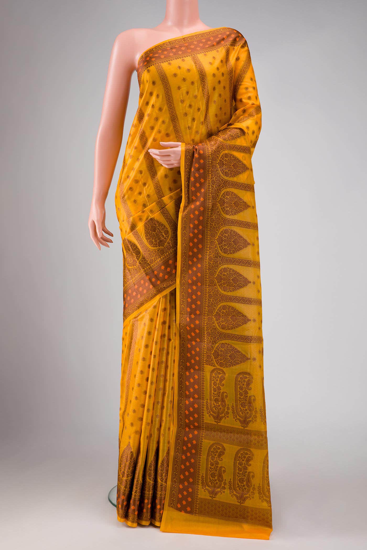 Mustard Tussar Silk Saree