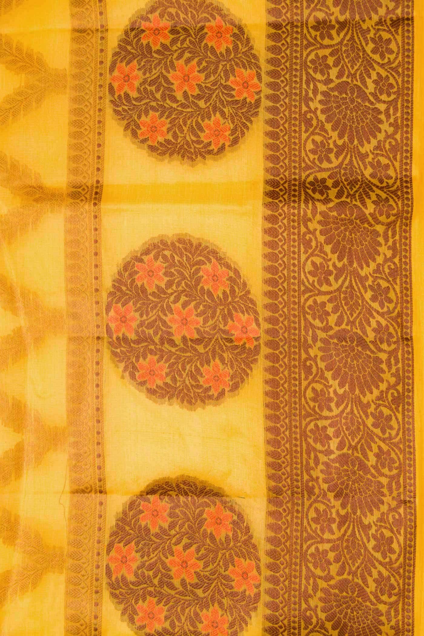 Mustard Dual Tone Tussar Silk Saree