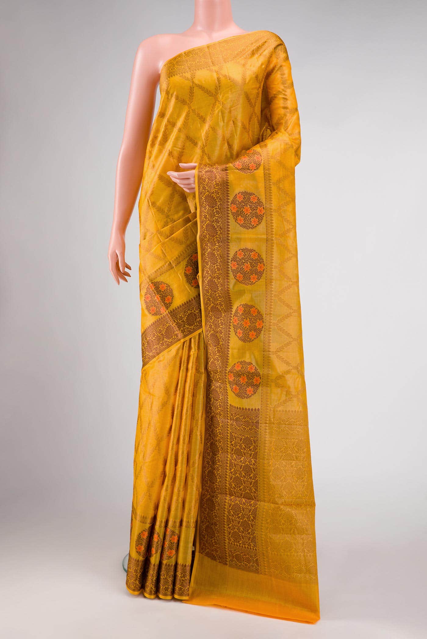 Mustard Dual Tone Tussar Silk Saree