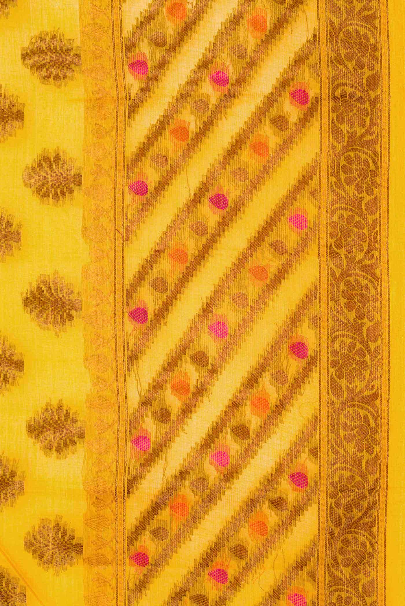 Yellow Dual Tone Tussar Silk Saree