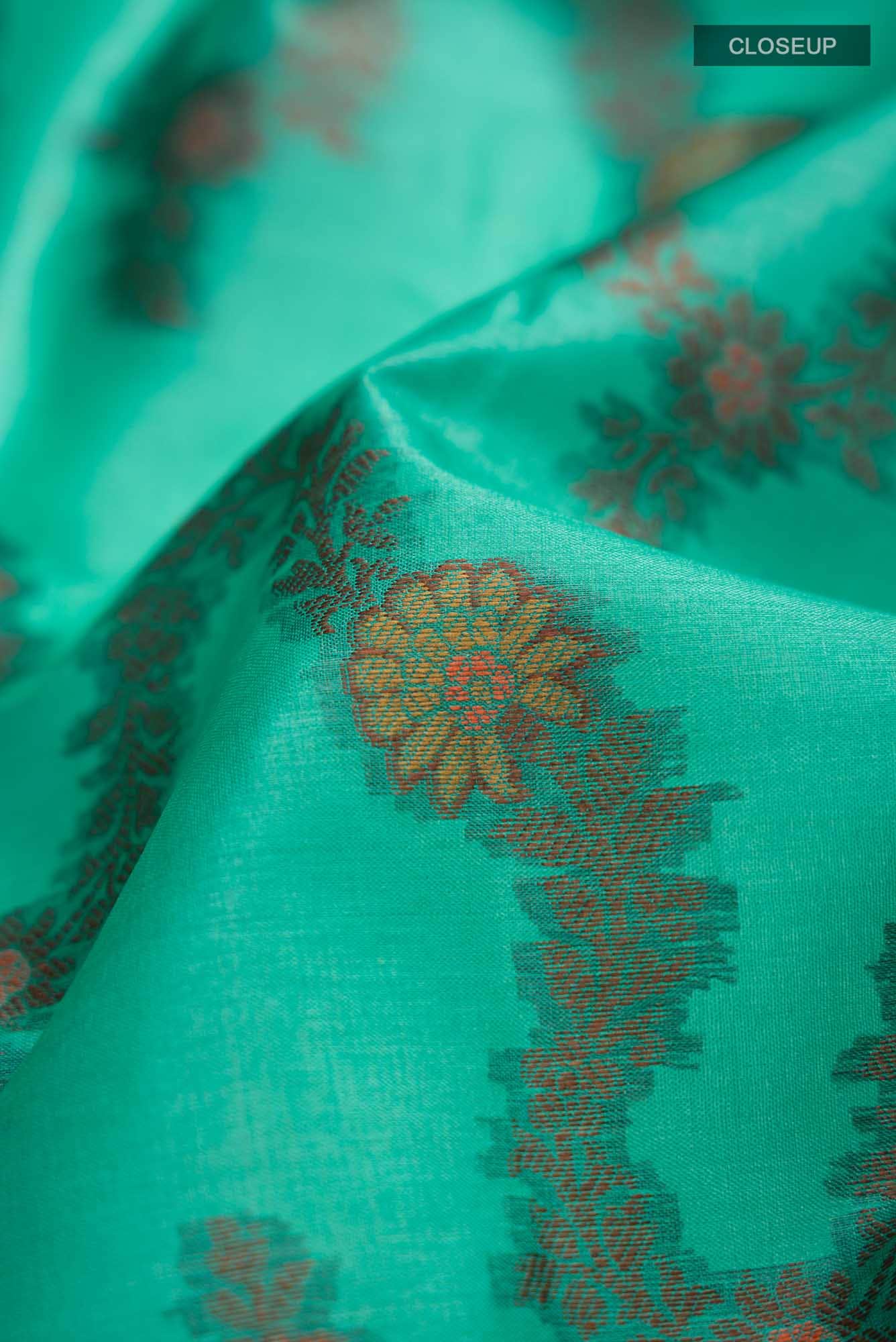Green Blended Banarasi Raw Silk Saree