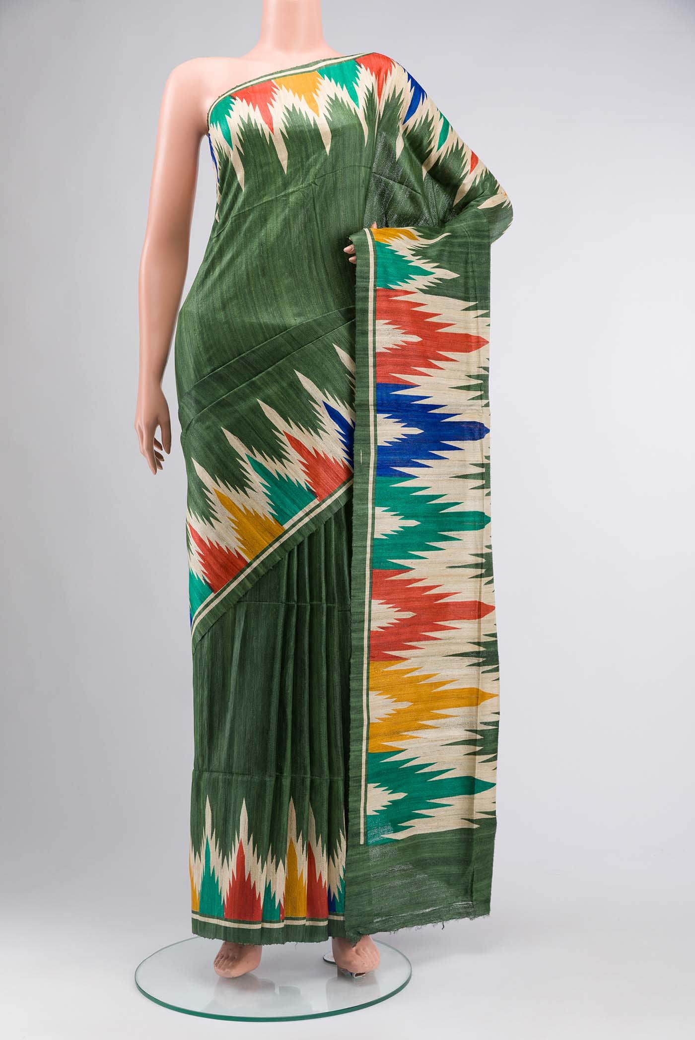 Green Tussar Silk Saree