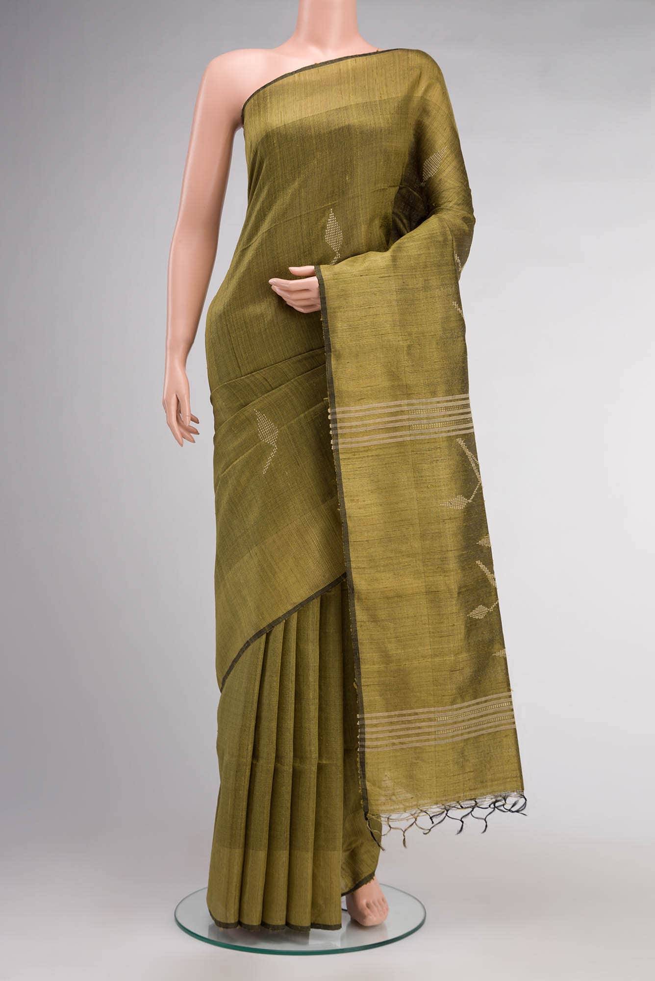 Mehandi Green Raw Silk Saree