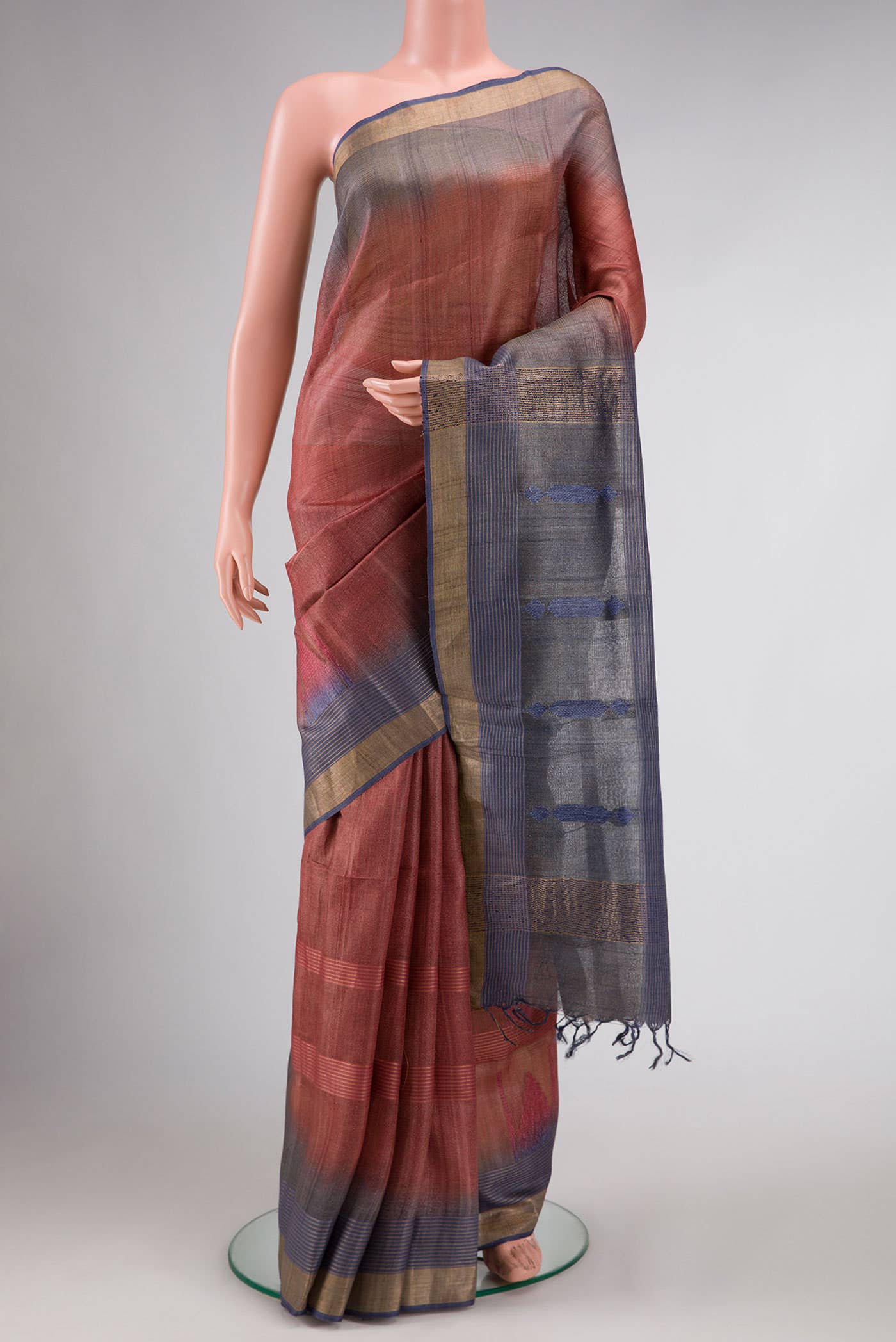 Brown Tussar Silk Saree