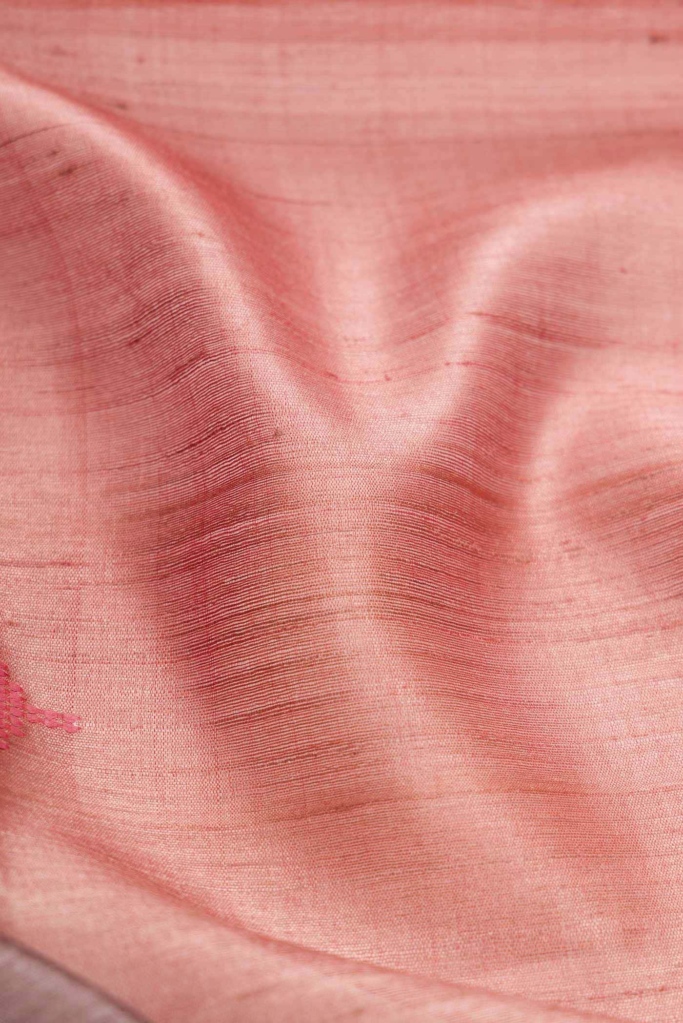 Pink Tussar Silk Saree