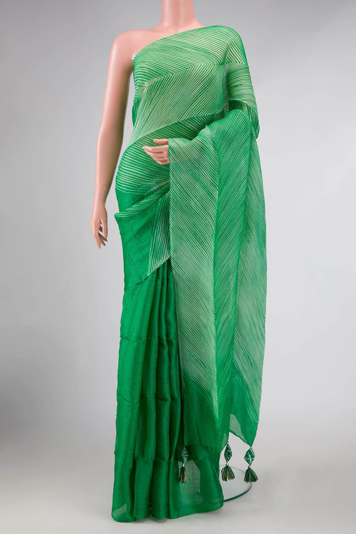 Green Dual Tone Tussar Silk Saree