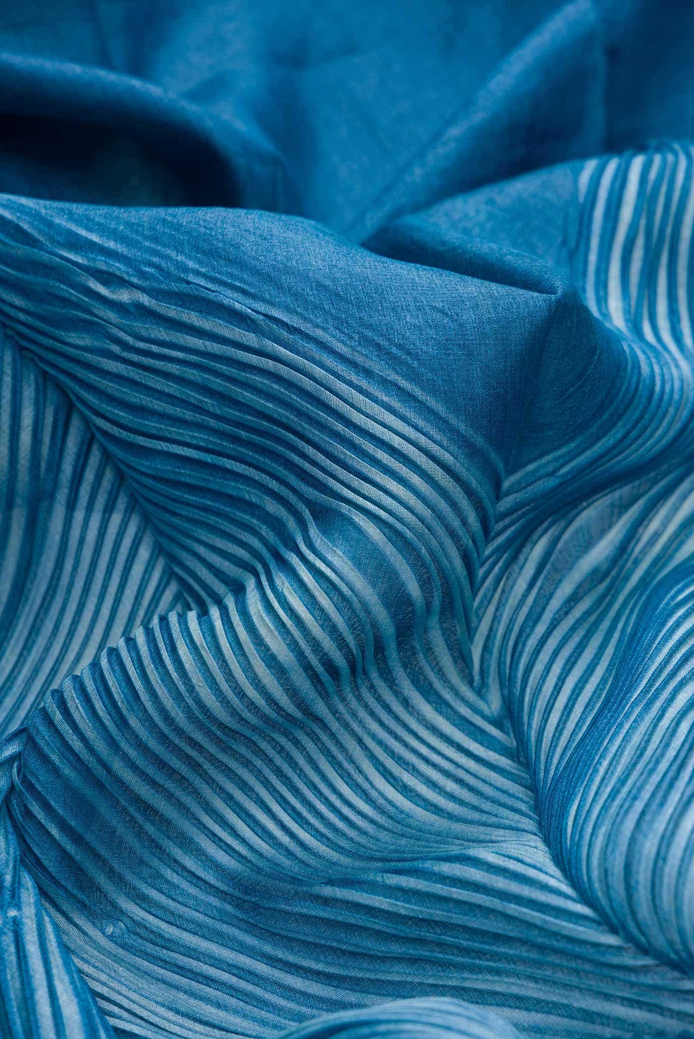 Blue Dual Tone Tussar Silk Saree