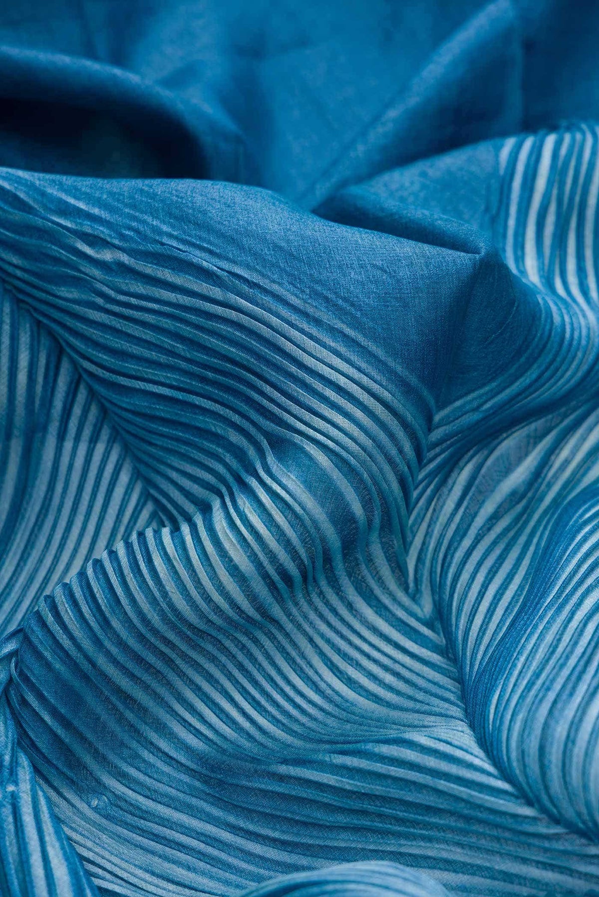 Blue Dual Tone Tussar Silk Saree