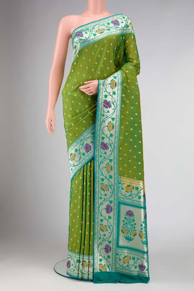 Mehandi Green Dual Tone Blended Banarasi Silk Saree