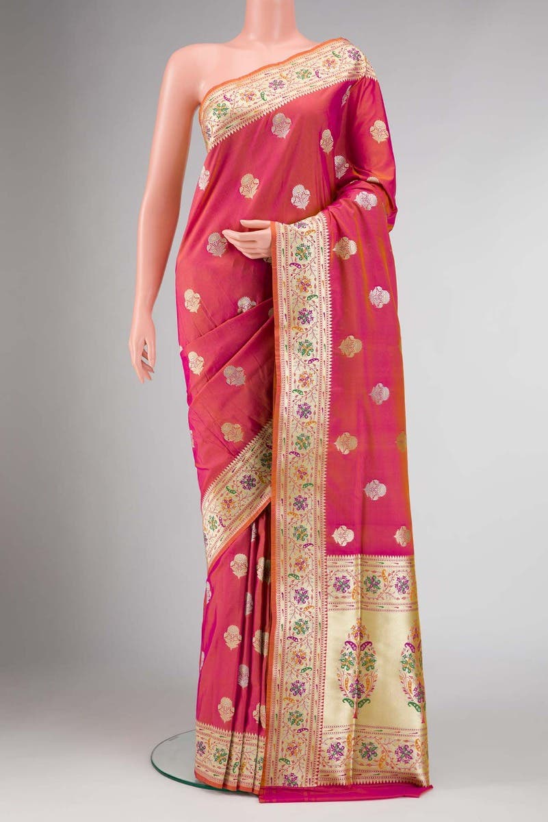 Rose Gold Dual Tone Blended Banarasi Silk Saree