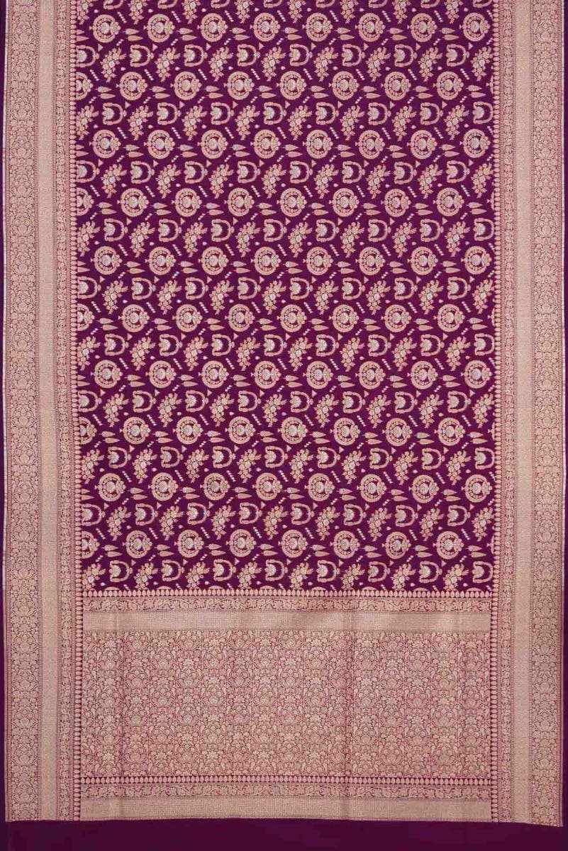 Magenta Dual Tone Blended Banarasi Silk Saree