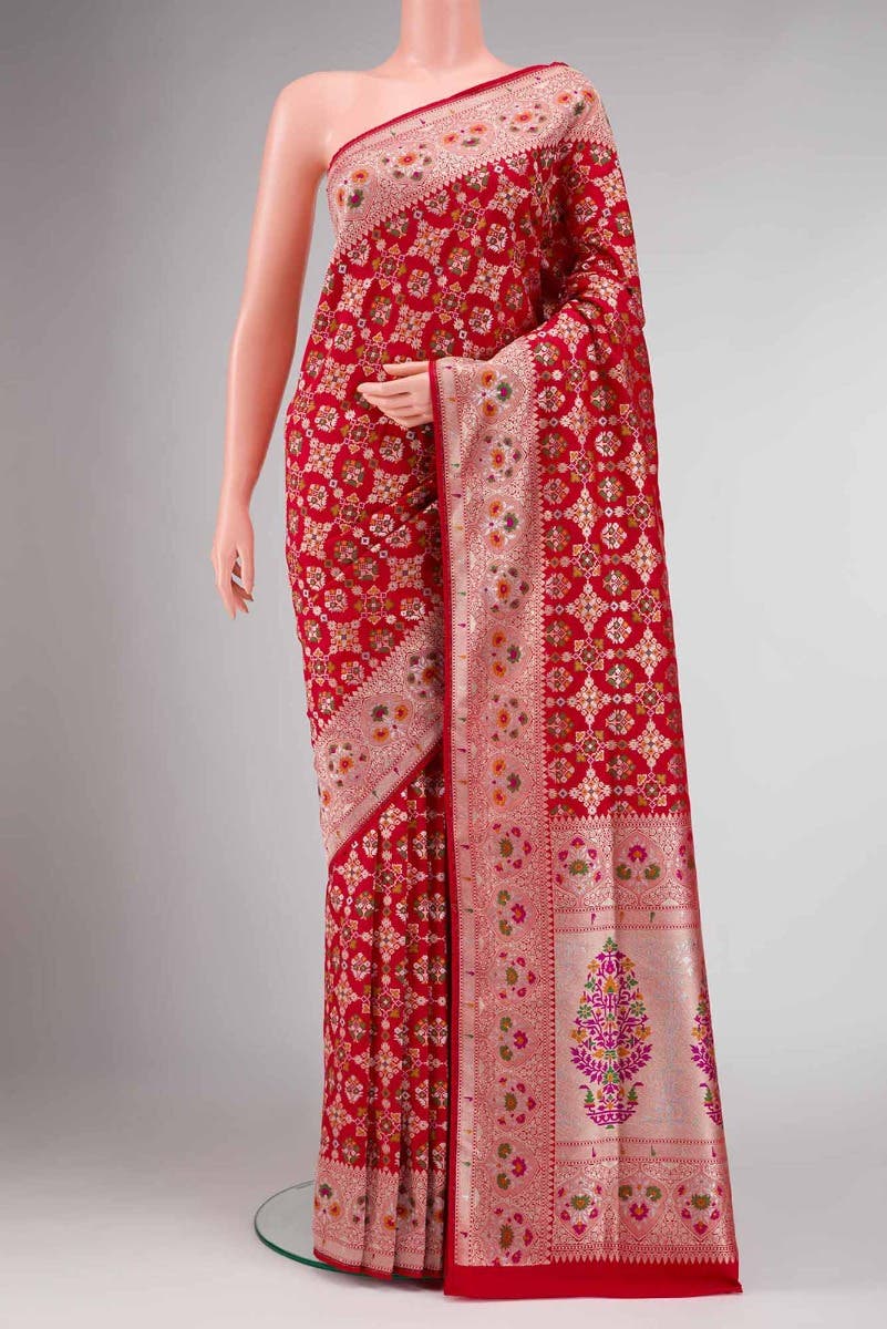 Red Dual Tone Blended Banarasi Silk Saree