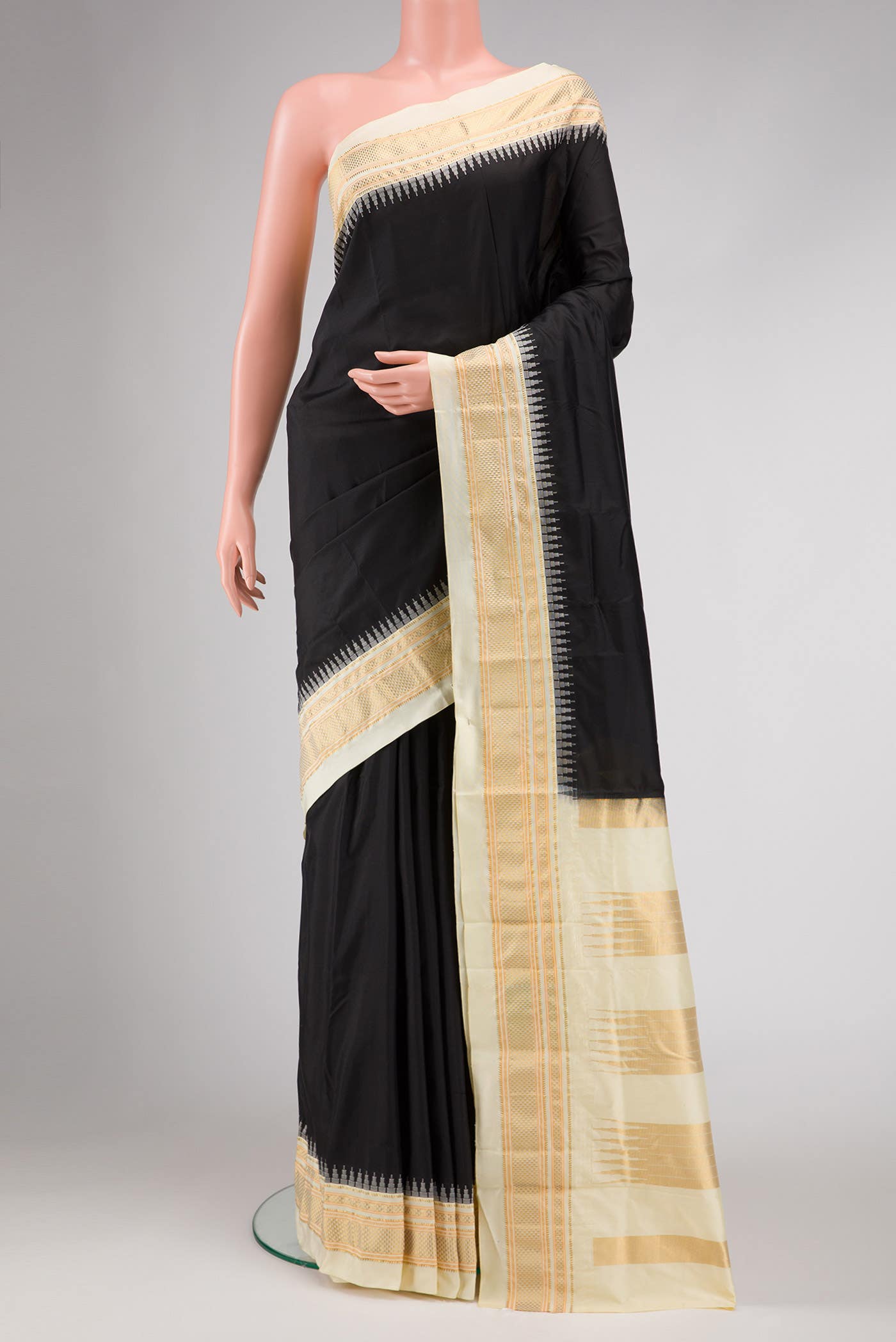 Black Dual Tone Kanchipuram Silk Saree