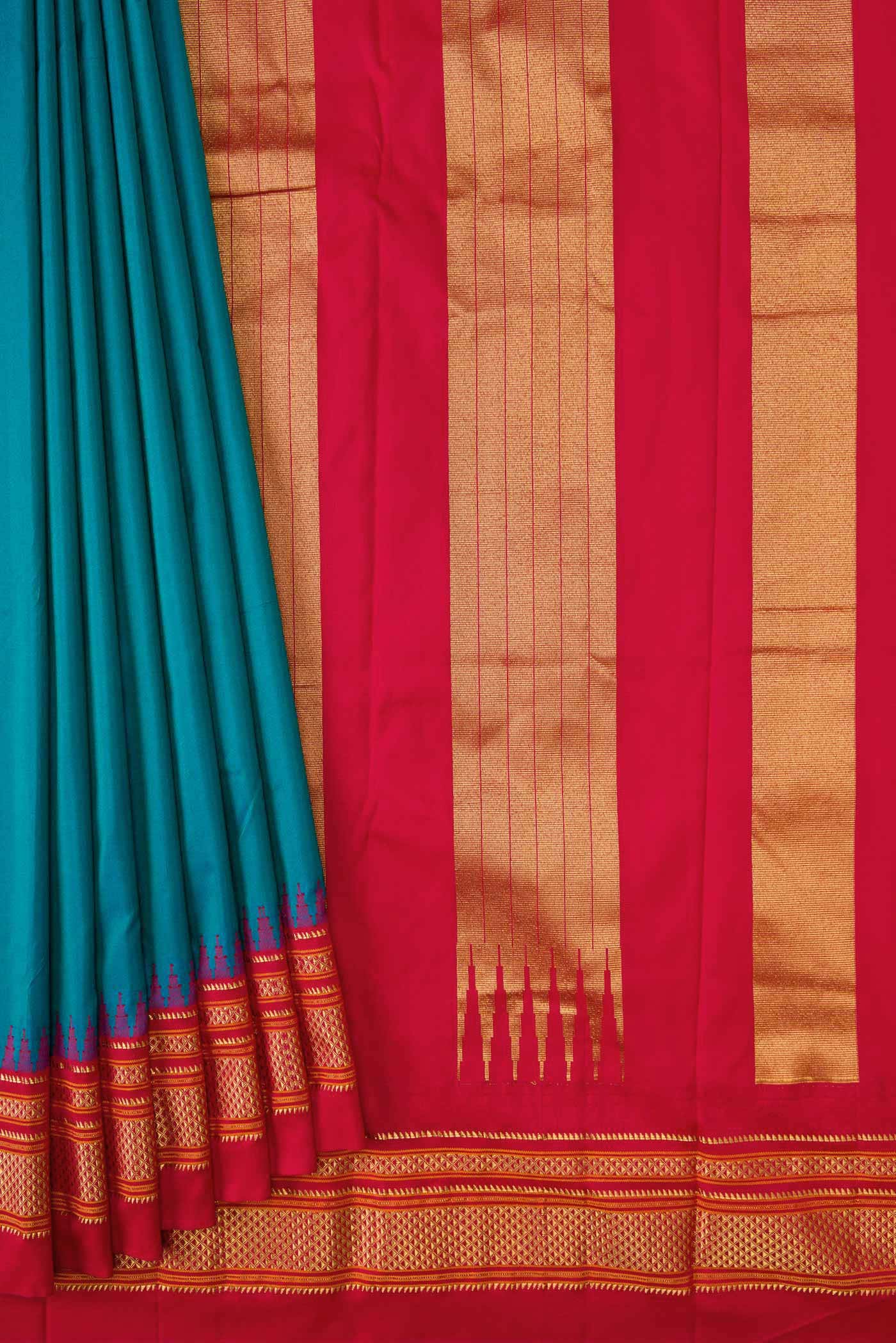 Aqua Blue Dual Tone Kanchipuram Silk Saree