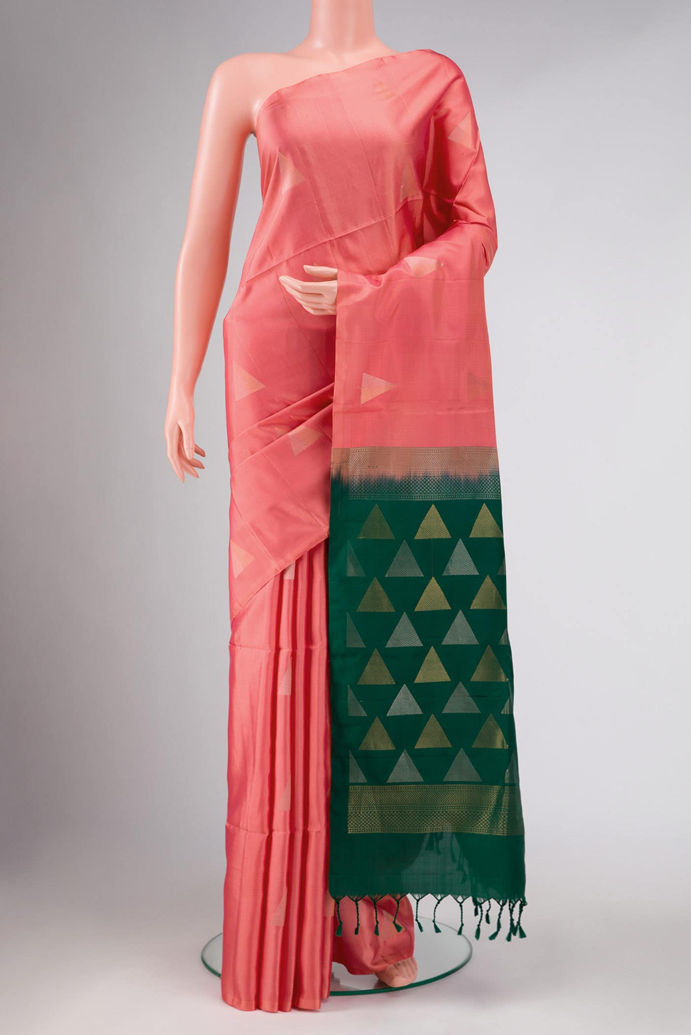 Golden Peach Soft Silk Saree