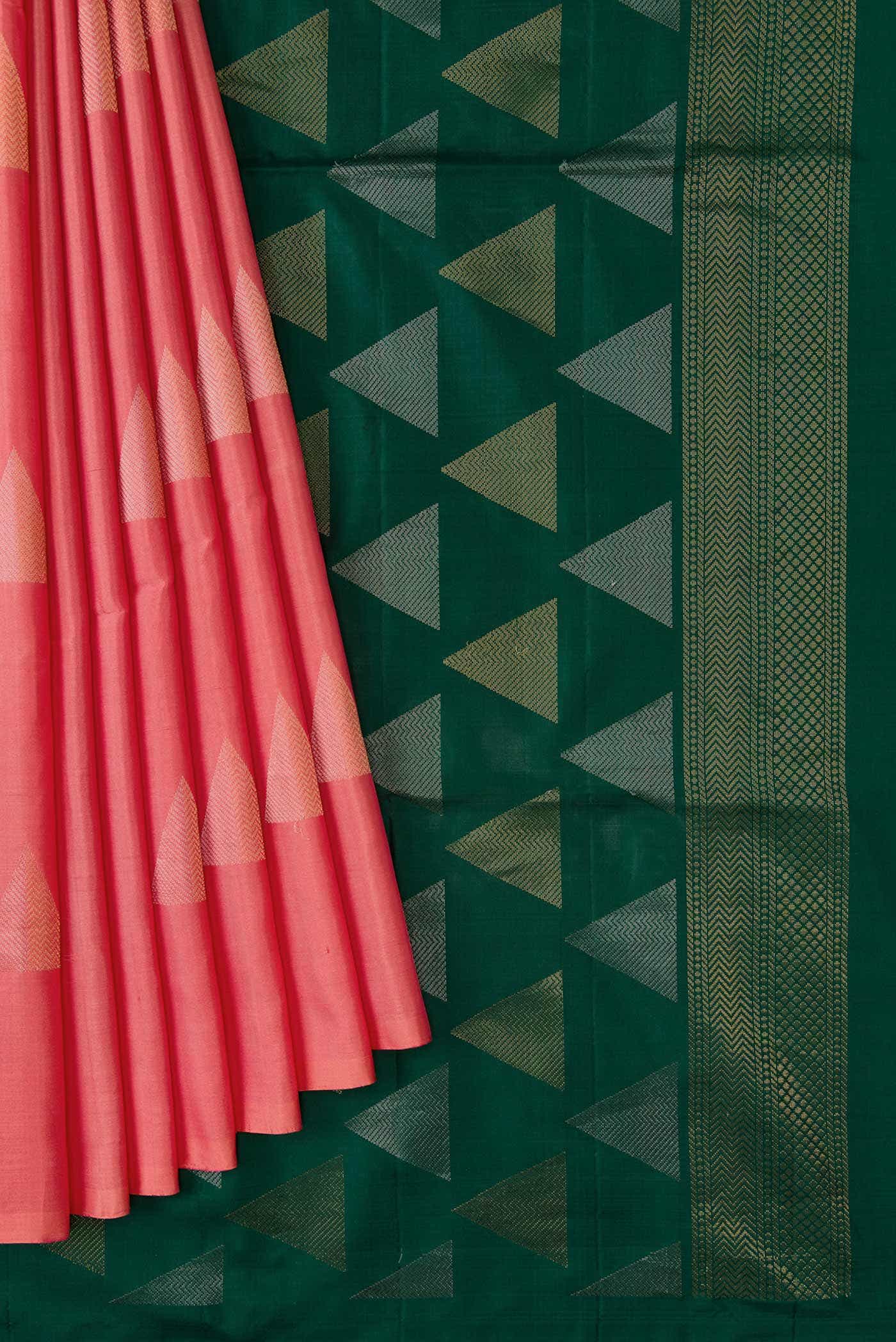 Golden Peach Soft Silk Saree