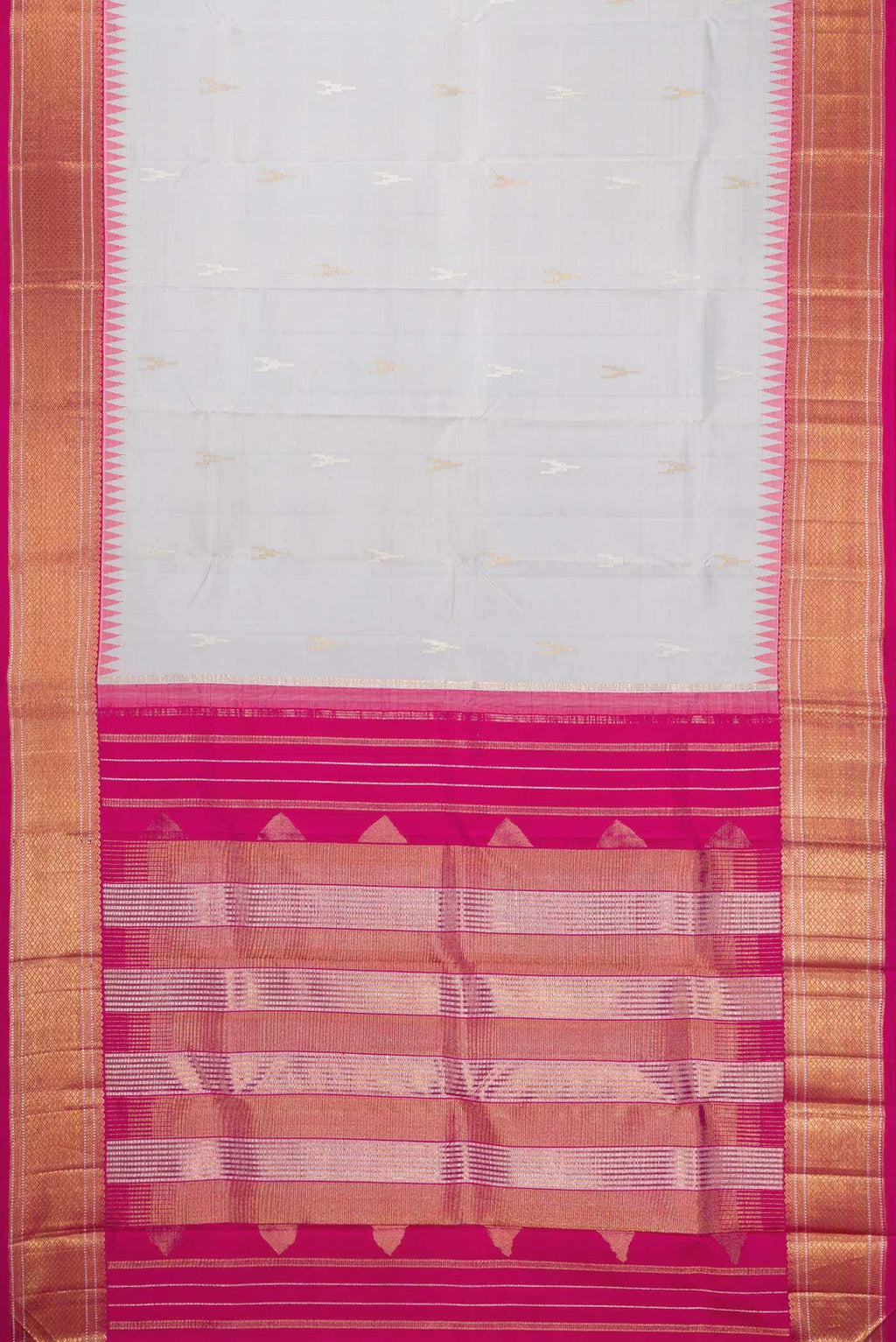 Pure Silk Pure Zari Grey Kanchipuram Saree