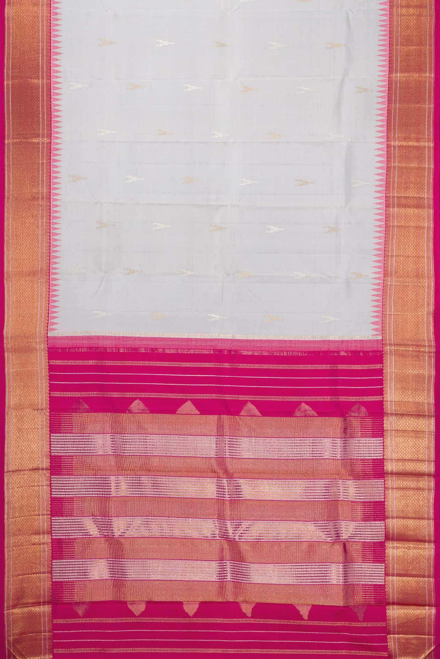 Pure Silk Pure Zari Grey Kanchipuram Saree