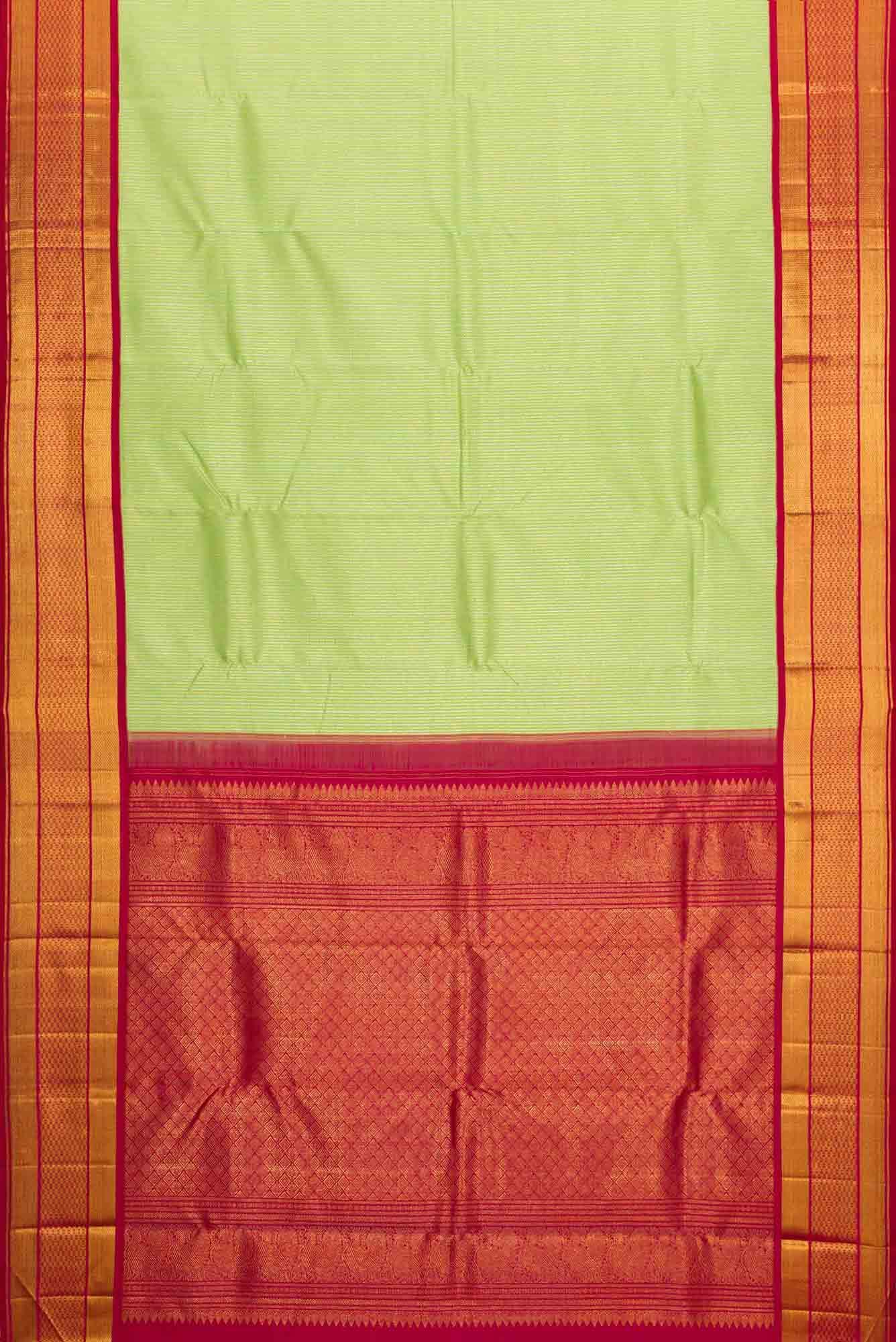 Parrot Green Dual Tone Kanchipuram Silk Saree