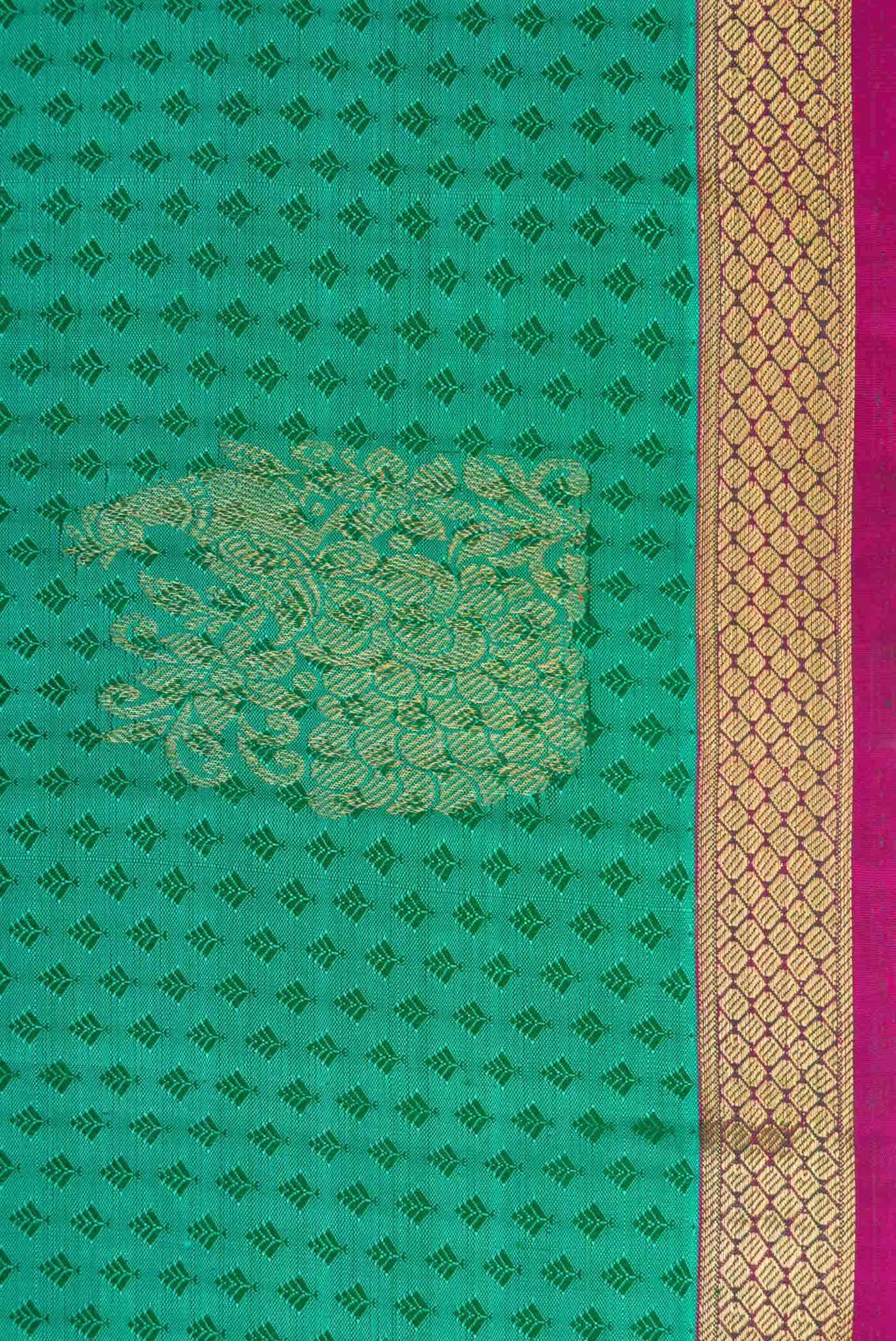 Pure Silk Pure Zari Sea Green Dual Tone Kanchipuram Saree