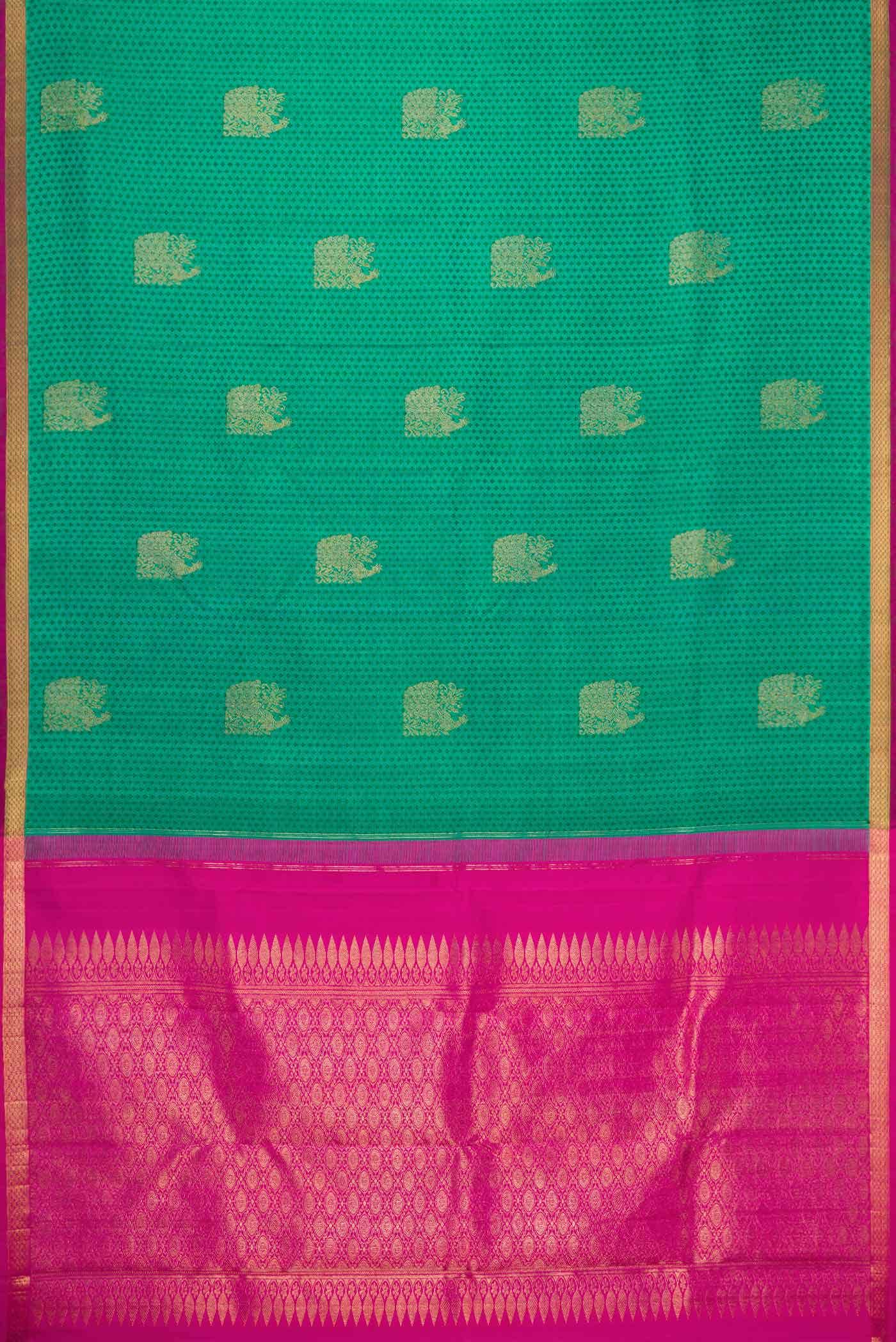 Pure Silk Pure Zari Sea Green Dual Tone Kanchipuram Saree