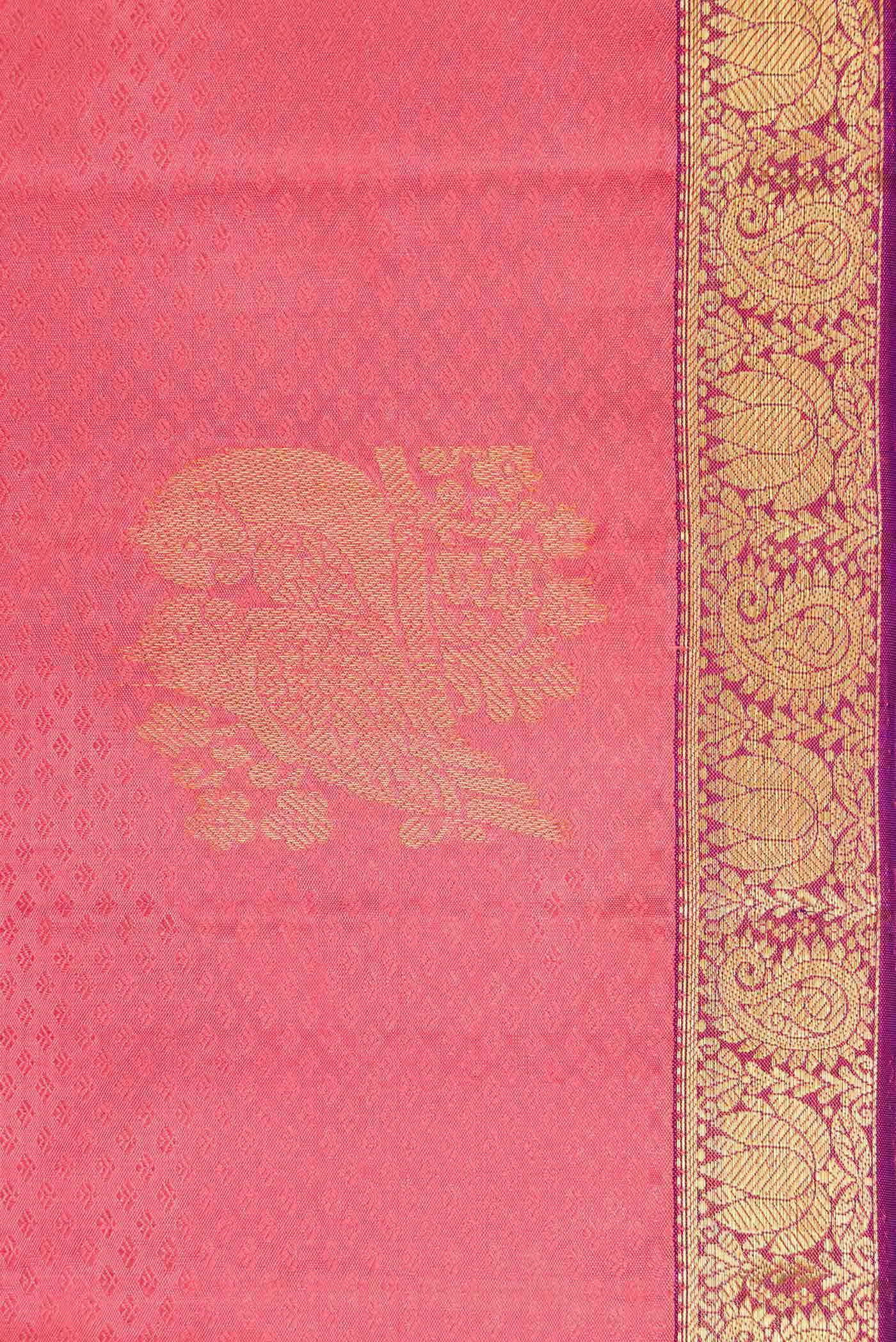 Pure Silk Pure Zari Pink Dual Tone Kanchipuram Saree