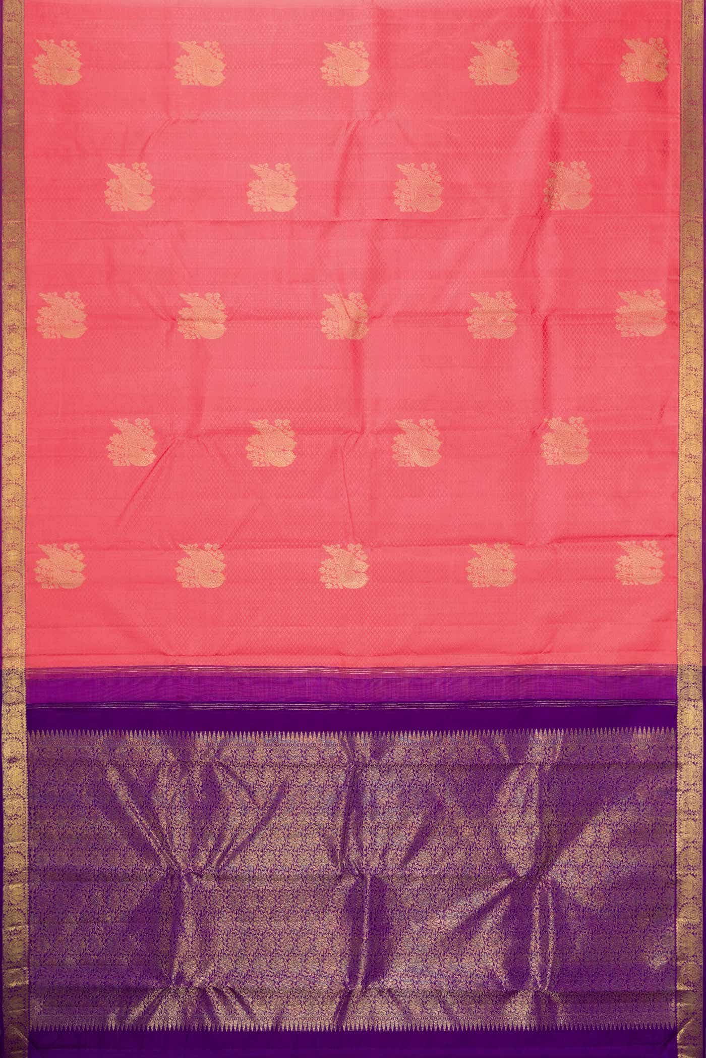 Pure Silk Pure Zari Pink Dual Tone Kanchipuram Saree