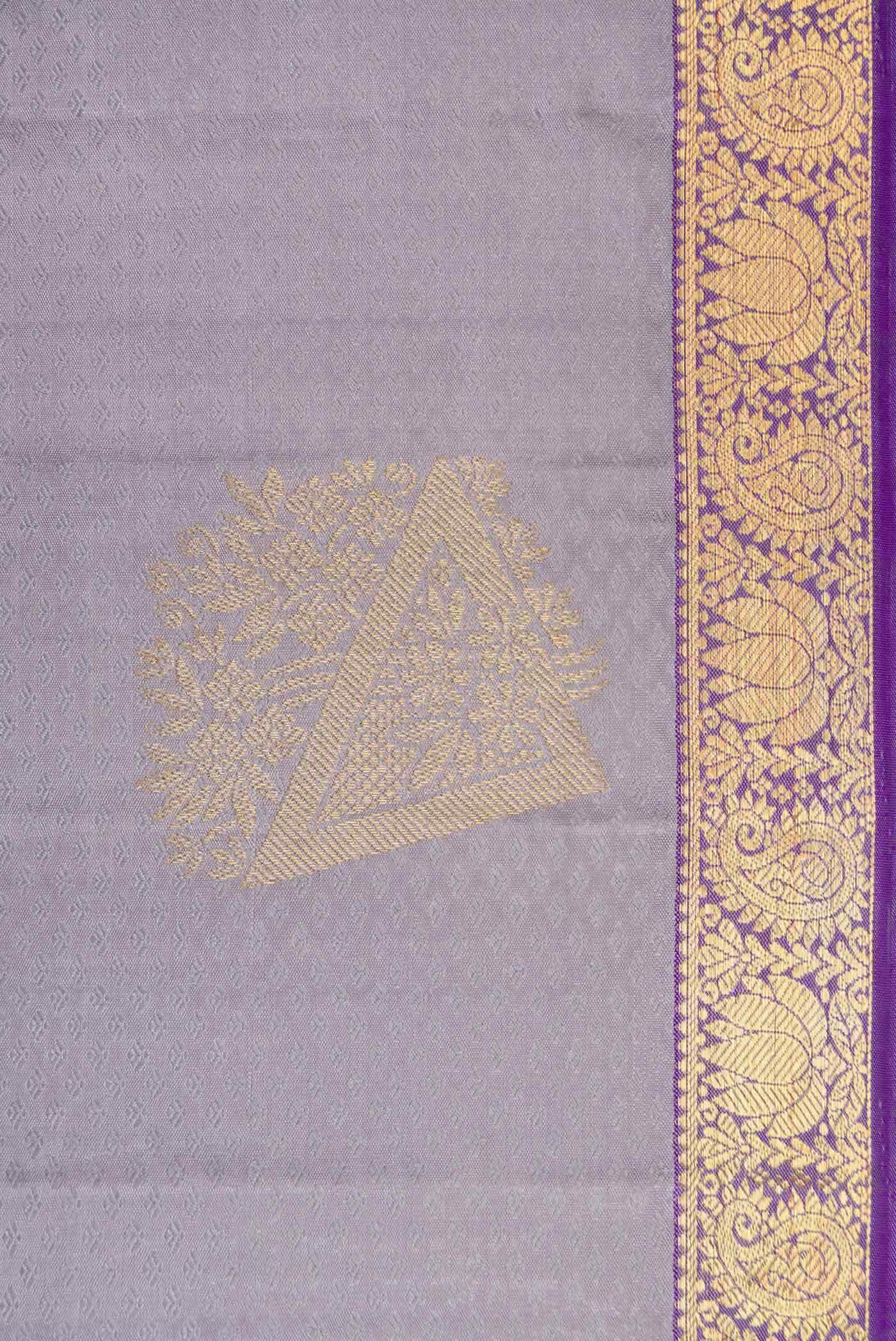 Pure Silk Pure Zari Grey Kanchipuram Saree