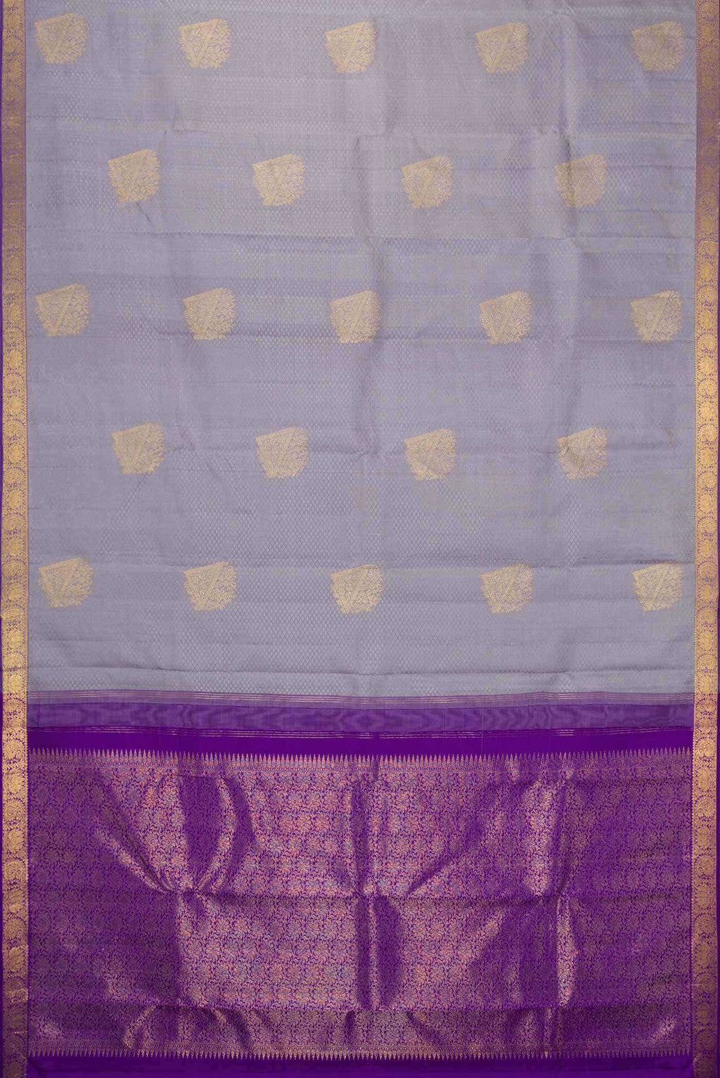 Pure Silk Pure Zari Grey Kanchipuram Saree
