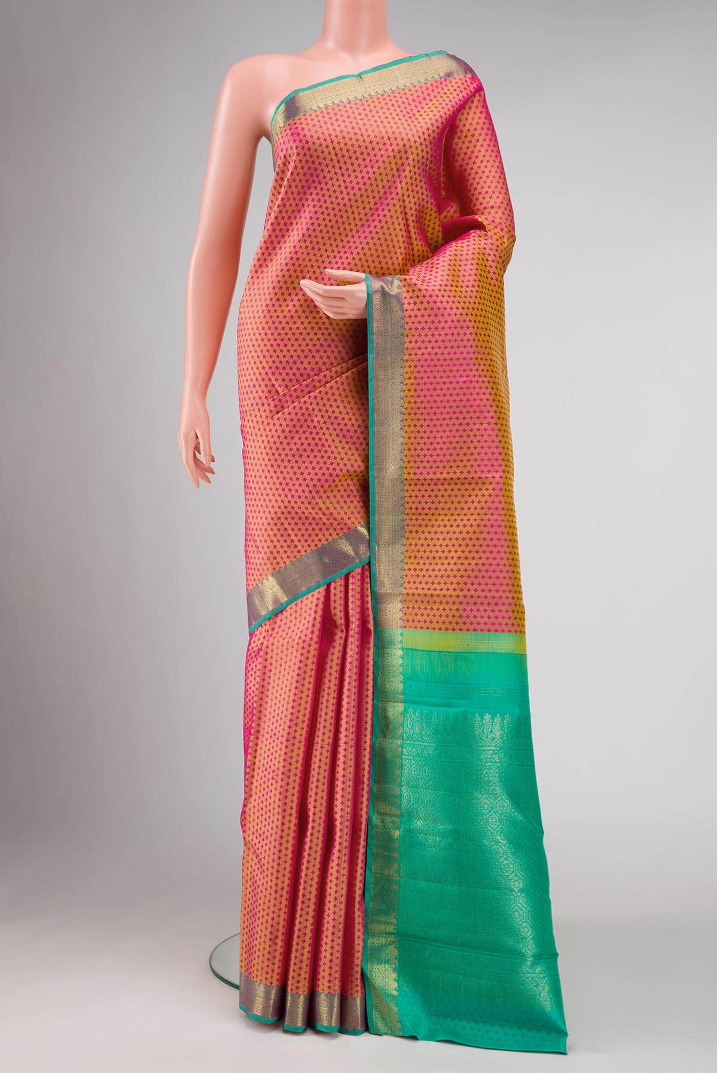 Pure Silk Pure Zari Mustard Kanchipuram Saree